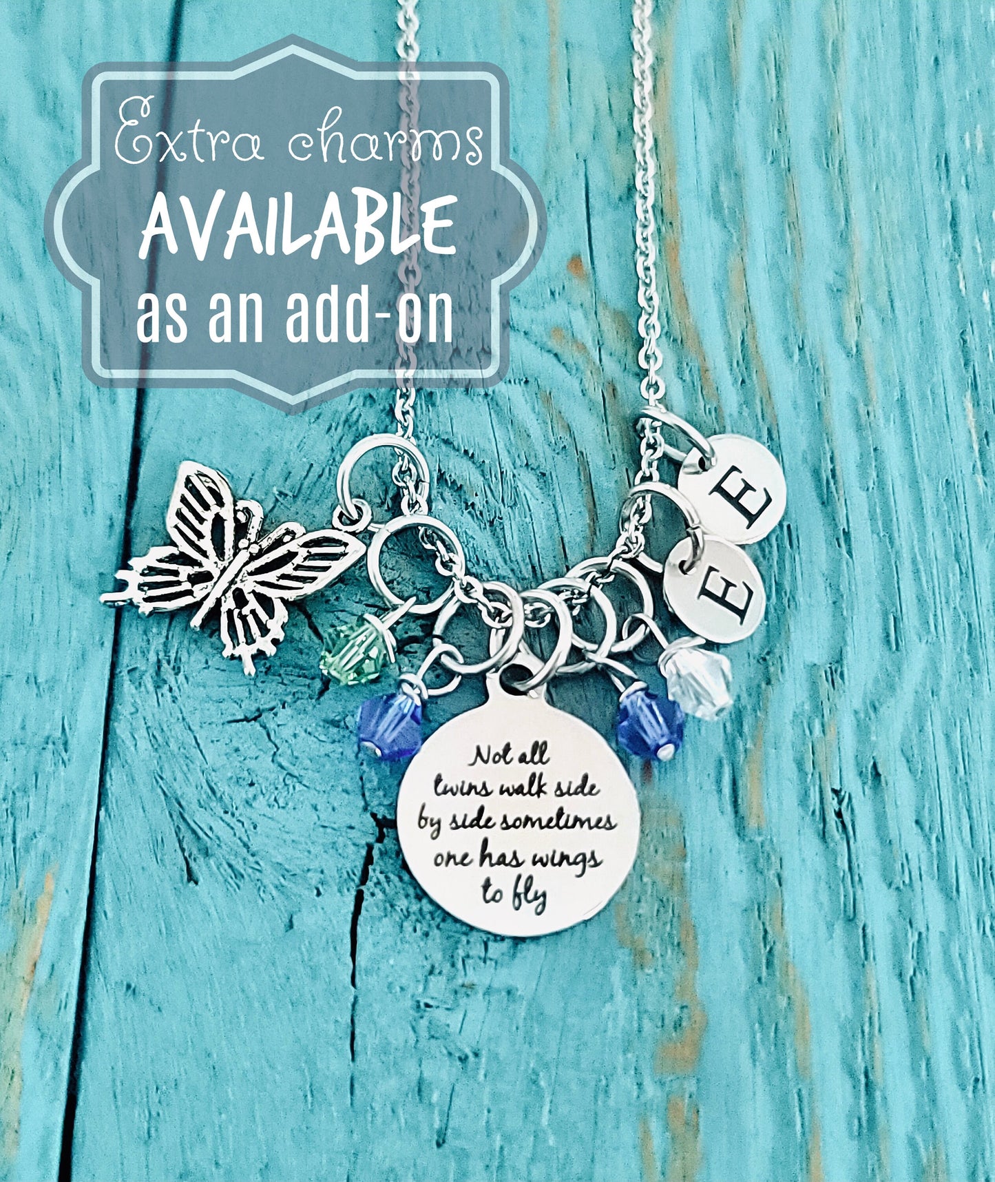 Not all twins, walk side by side, Mom of angels, Angel twins, Mom of twins, Silver Necklace, Charm Necklace, Twins Memorial, Twin sister