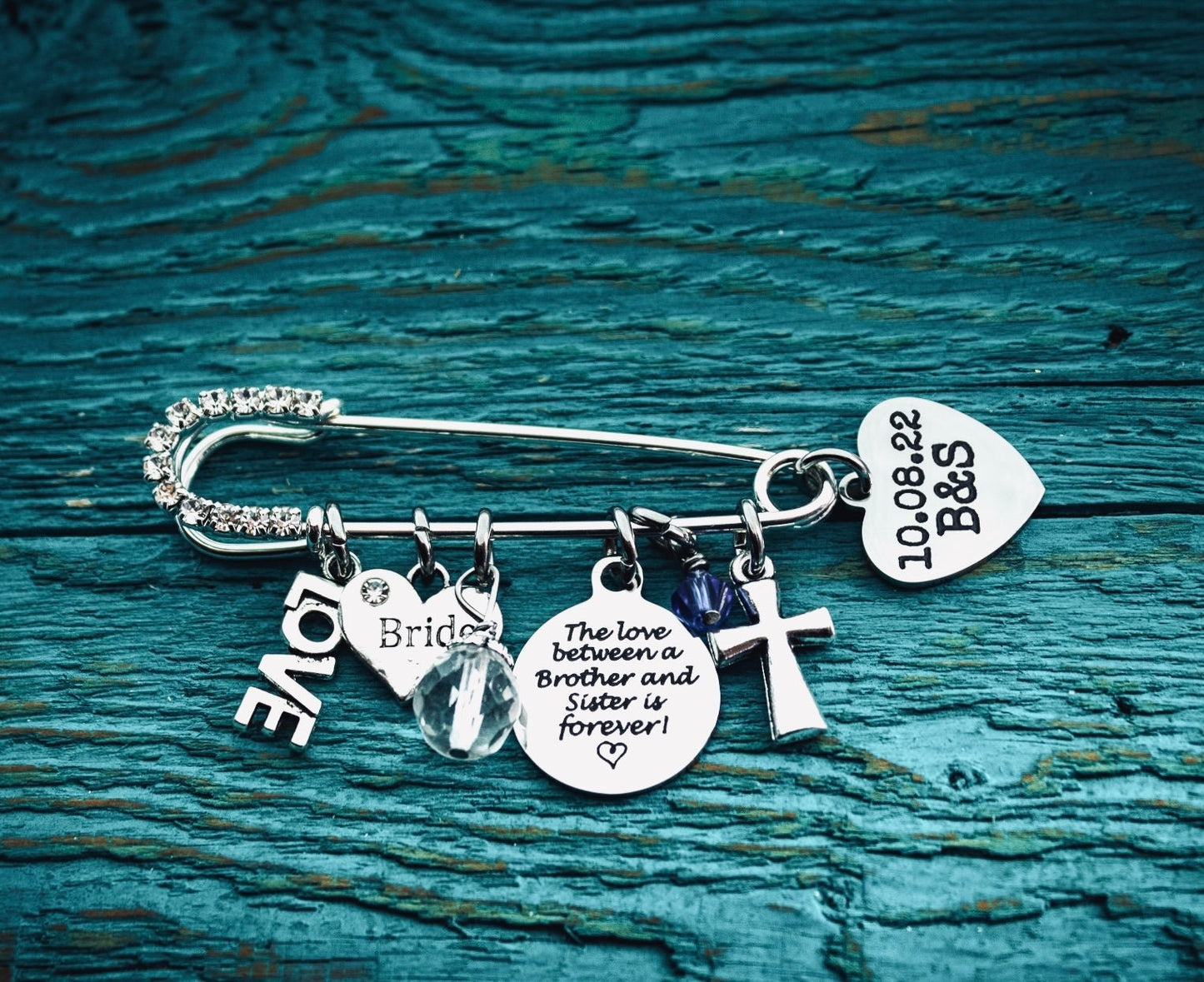 The love between, a Brother and sister, is forever, something blue, Silver Kilt Pin Brooch, Silver Brooch, silver kilt pin, Gift for Bride