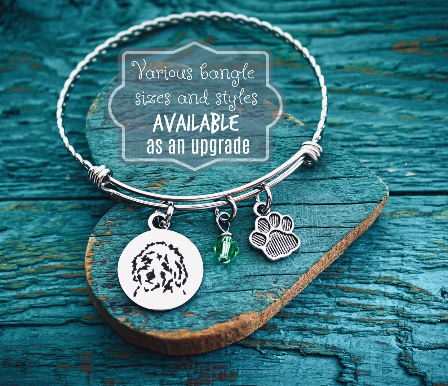 Labradoodle, Goldendoodle, Puppy, Labradoodle mom, Labradoodle Bangle, Silver Bracelet, Charm Bracelet, Labradoodle Gifts, Dog, Gifts