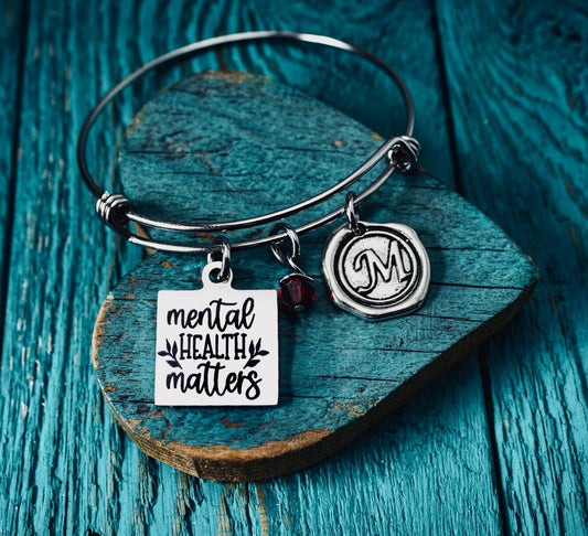 You matter, Mental health matters, Therapist, Women Mental Health, Anxiety, Therapy, Strength, Quote, Silver Bracelet, Charm Bracelet