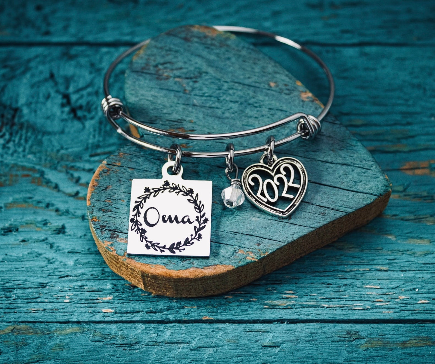 OMA, German, Gran, Grandma, Silver Bracelet, Gifts for, Oma Gift, Silver Jewelry, Charm Bracelet, Engraved, Stainless steel, Keepsake
