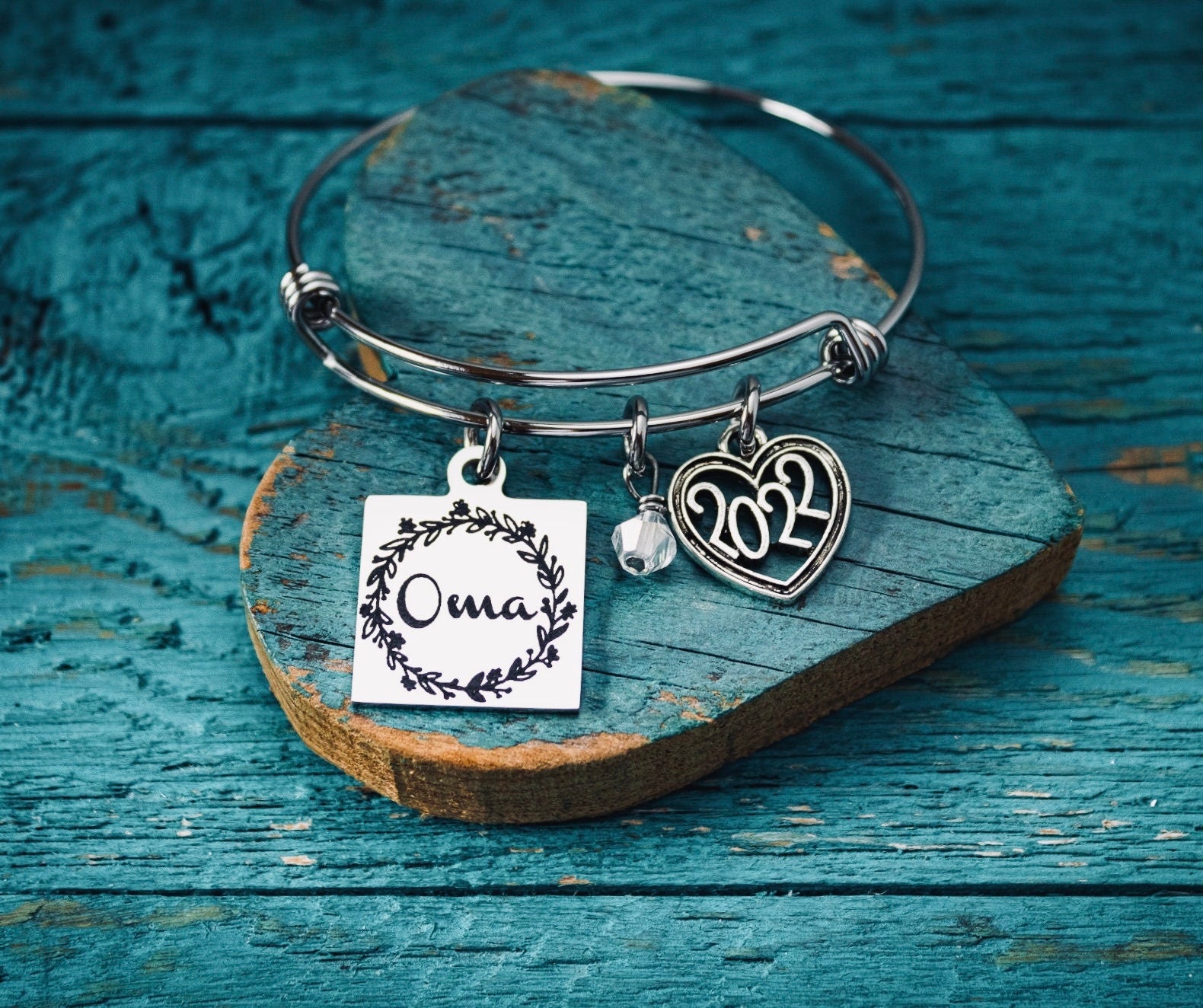 OMA, German, Gran, Grandma, Silver Bracelet, Gifts for, Oma Gift, Silver Jewelry, Charm Bracelet, Engraved, Stainless steel, Keepsake