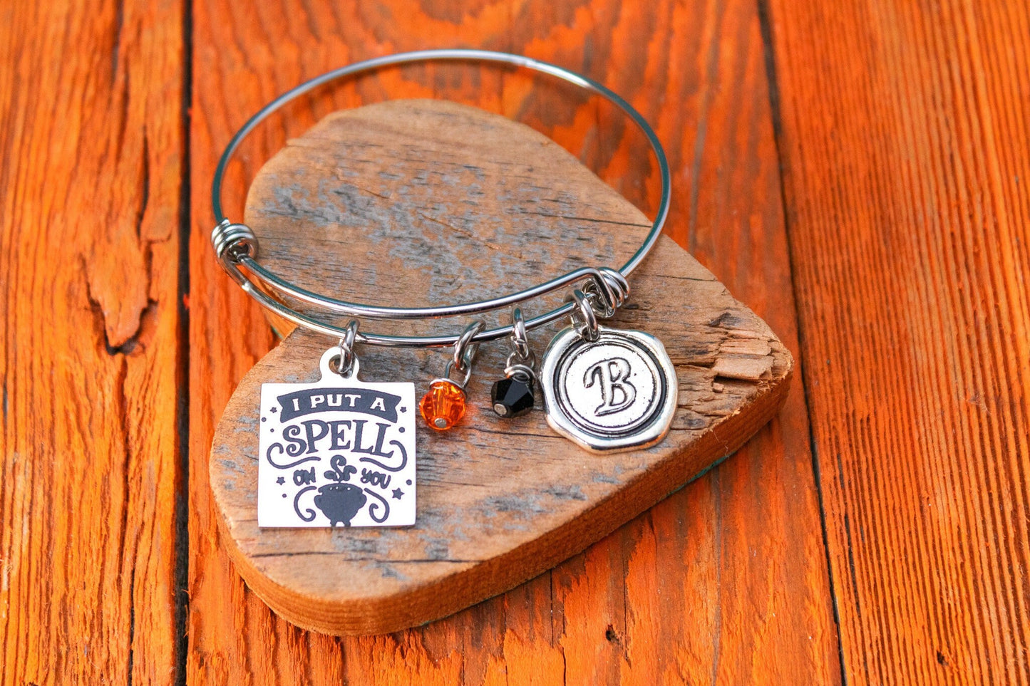 I put a spell on you, Spooky Vibes, Bones, Beautiful, spooky, Halloween, Fall, Ghost, Bat, Witch, Pumpkin, Bracelet, Jewelry