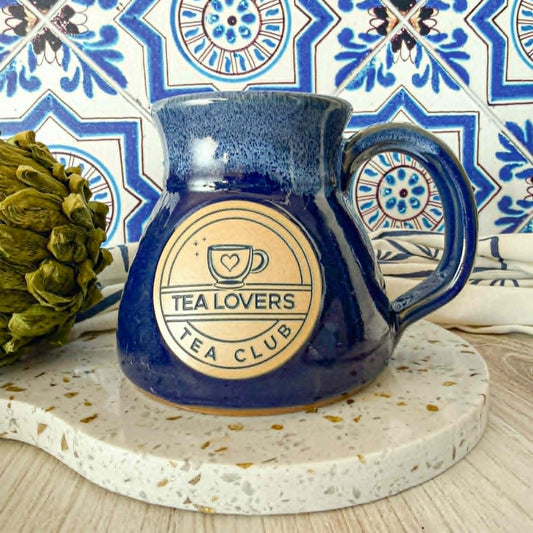 Tea Lovers Tea Club Navy with Powder Blue and White Travel Mug