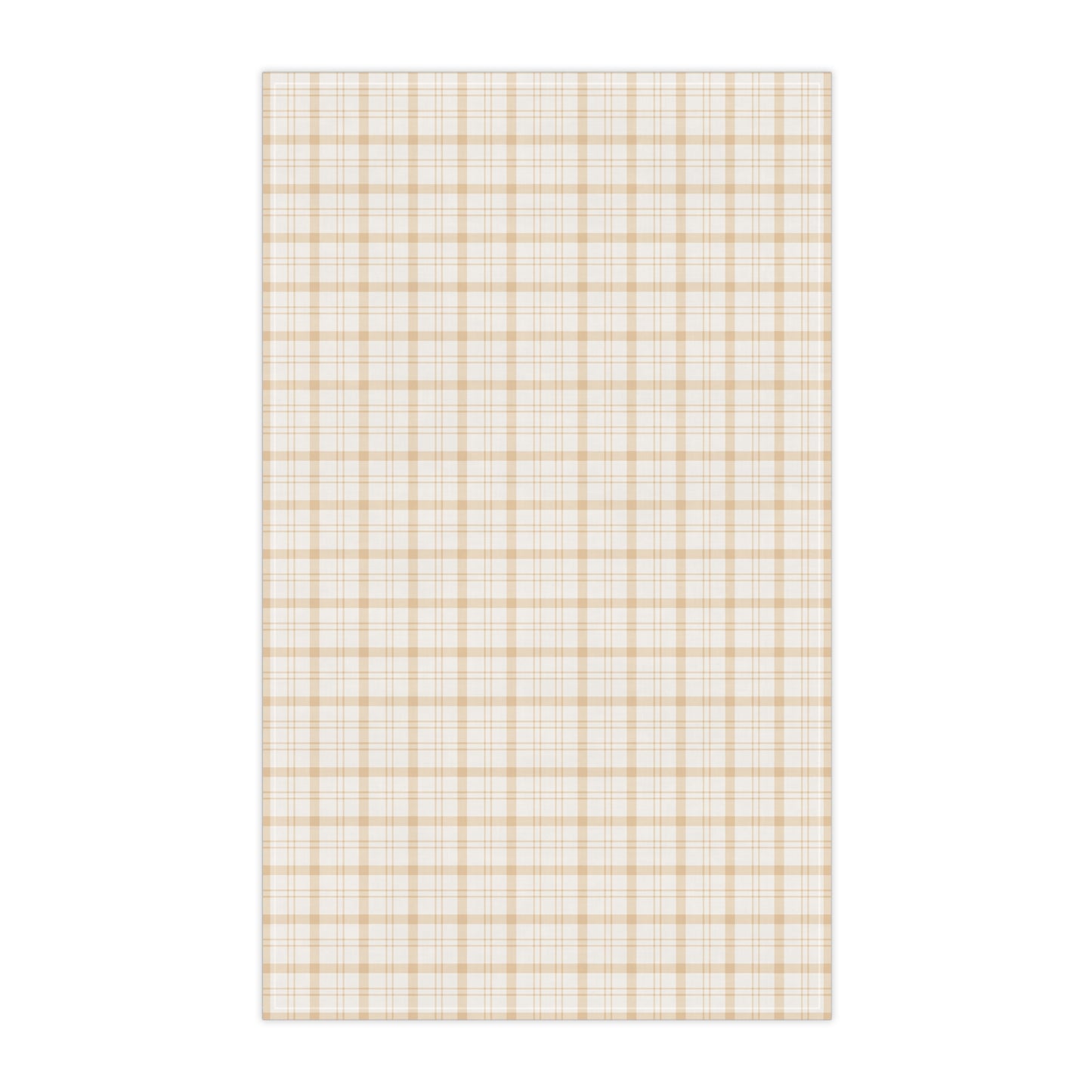 Neutral Plaid Tea Towel, Beige Check Kitchen Dish Towel, Rustic Farmhouse Cotton-Blend Tea Towel