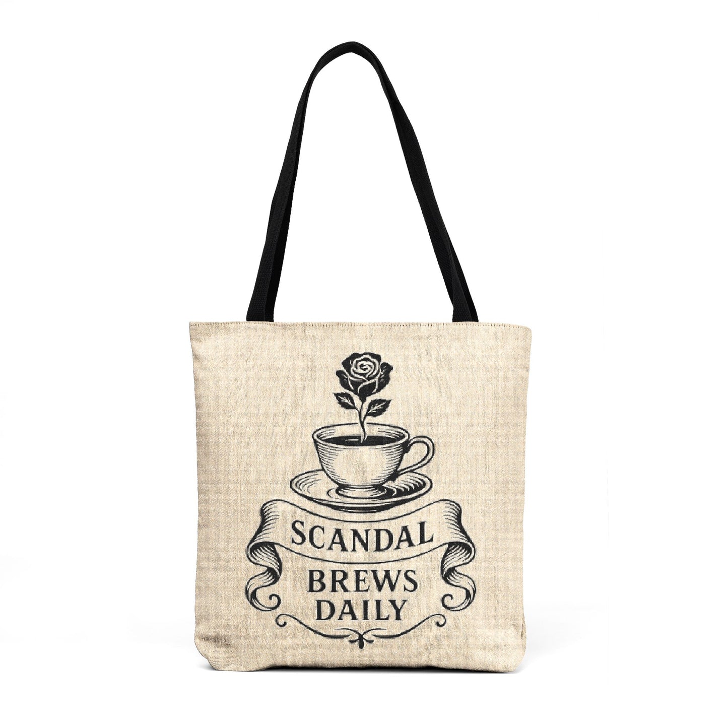 Woven Tote Vintage Coffee Crest "A Brew A Day" Canvas Tote