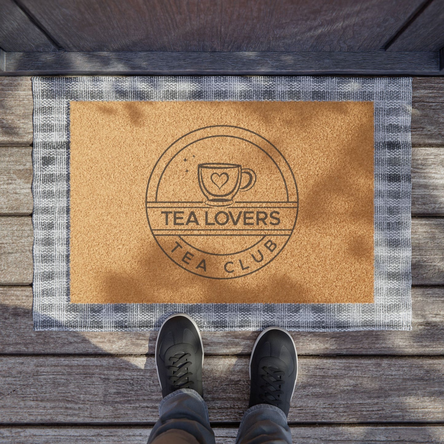 Tea Lovers Doormat  'Tea Lovers Tea Club' Coir Welcome Mat for Tea Fans