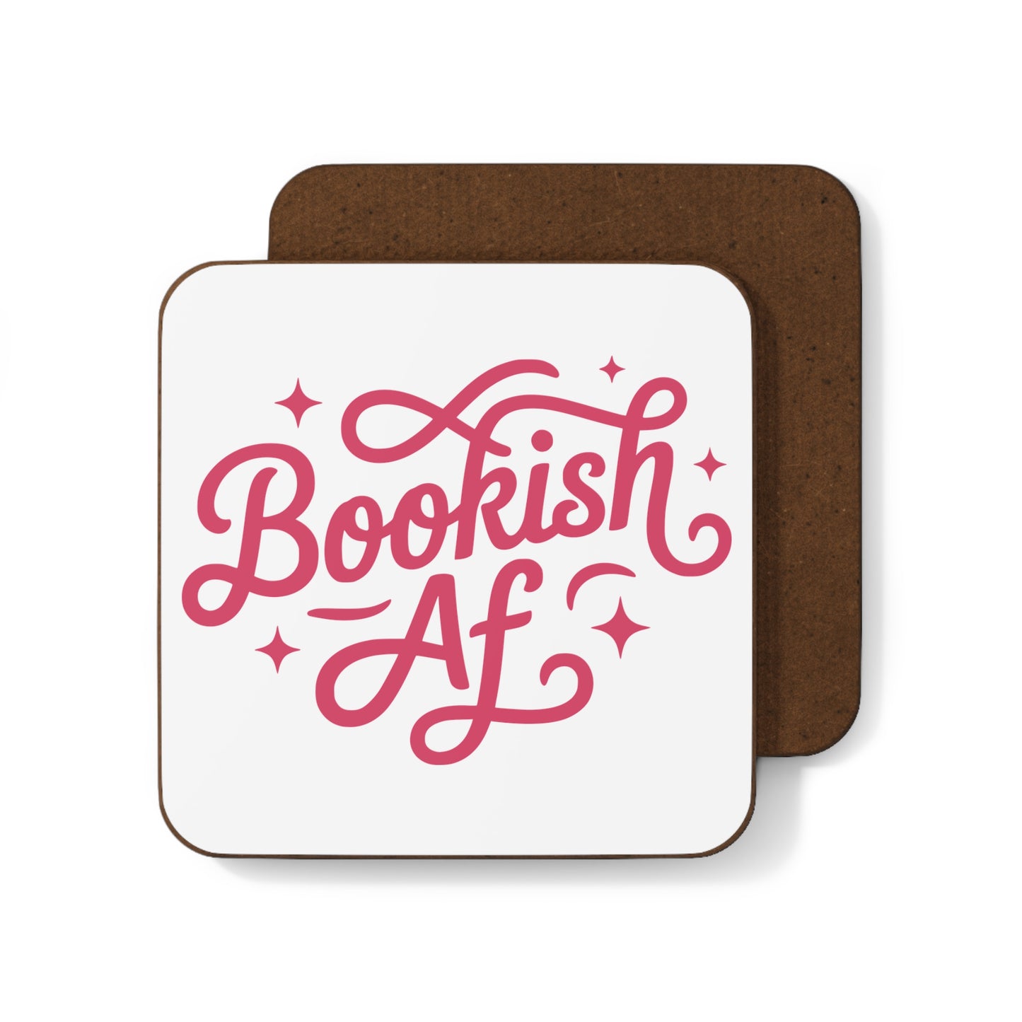 Bookish AF Coaster, Square Hardboard Drink Coaster for Book Lovers