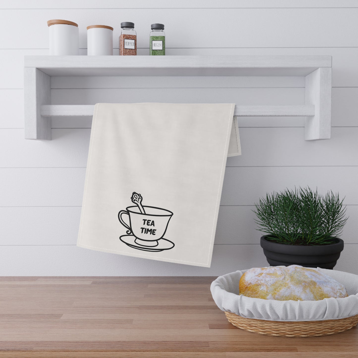 Tea Towel  Minimal 'Tea Time' Cup Kitchen Towel