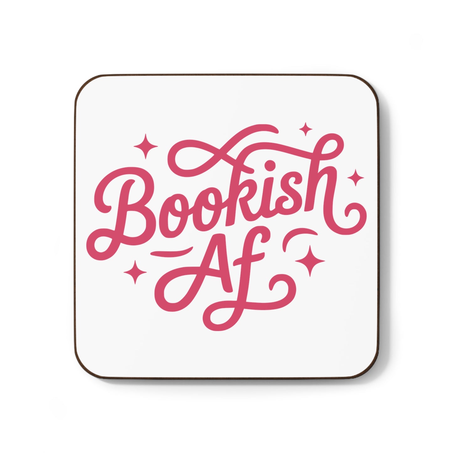 Bookish AF Coaster, Square Hardboard Drink Coaster for Book Lovers