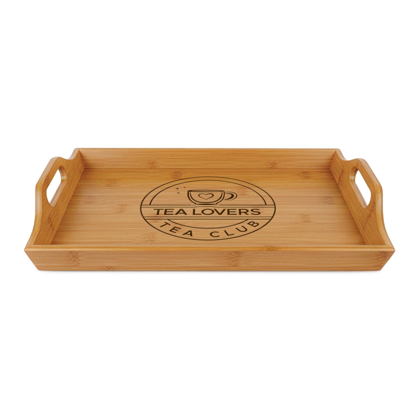 Bamboo Serving Tray  “Tea Lovers Tea Club” Breakfast & Tea Service Tray