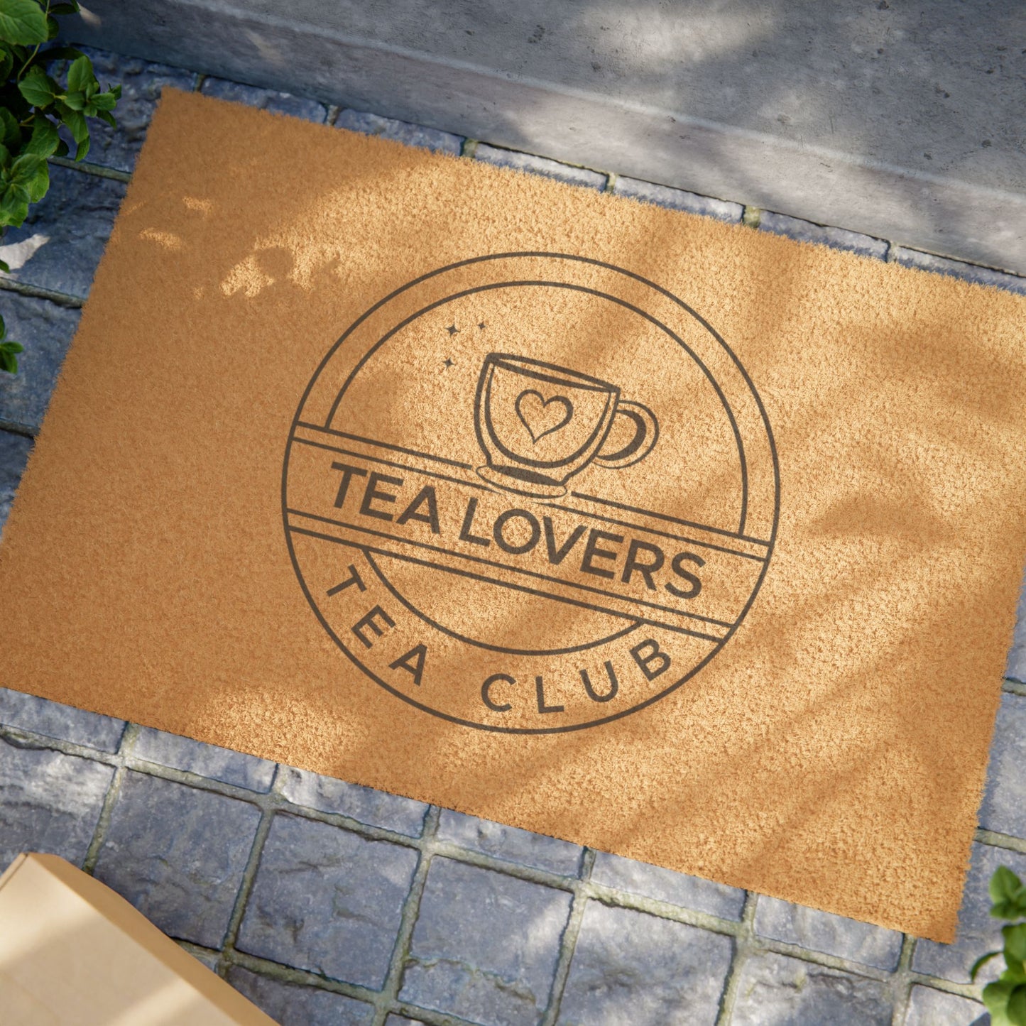 Tea Lovers Doormat  'Tea Lovers Tea Club' Coir Welcome Mat for Tea Fans