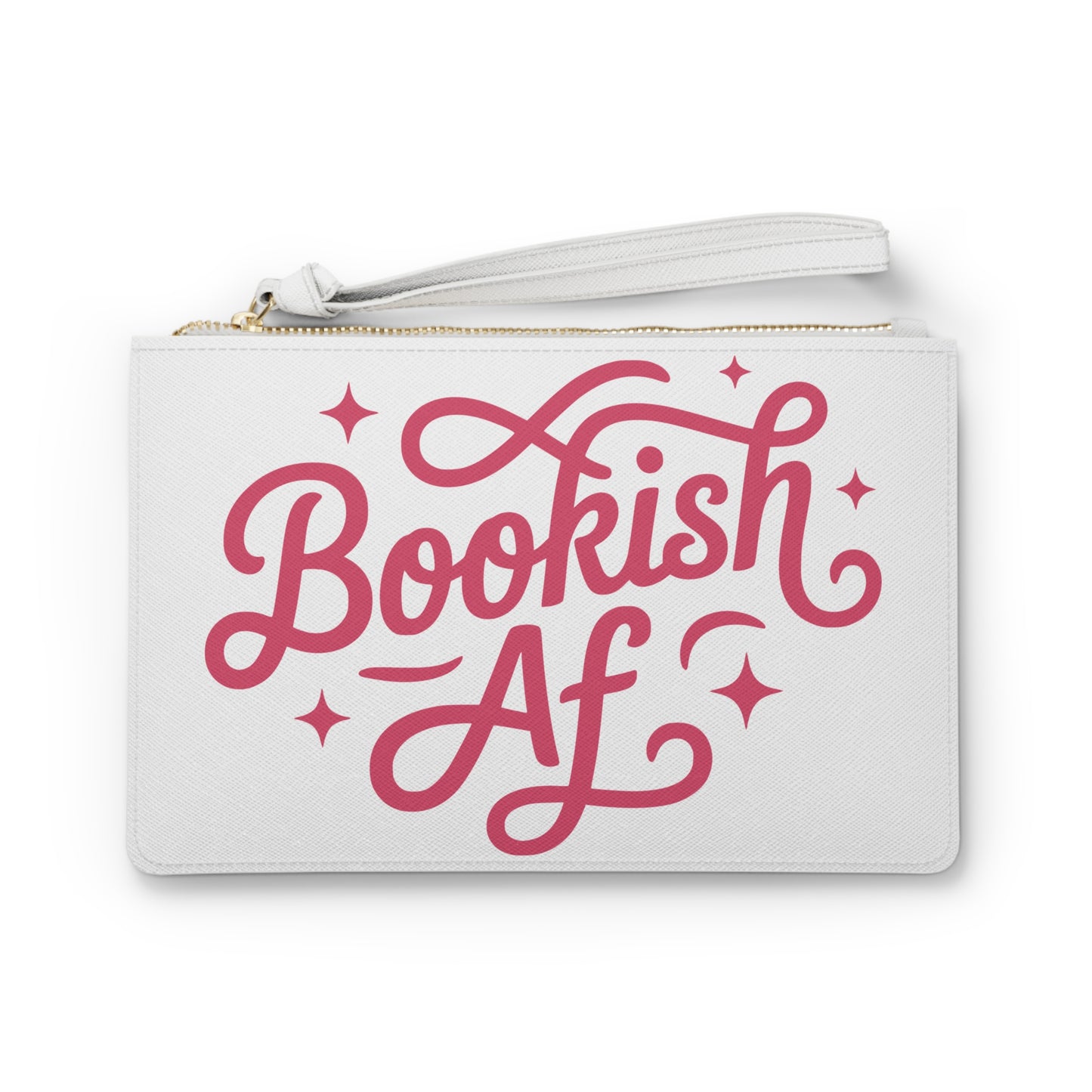 Bookish AF Clutch Bag — Pink Script Wristlet for Avid Readers
