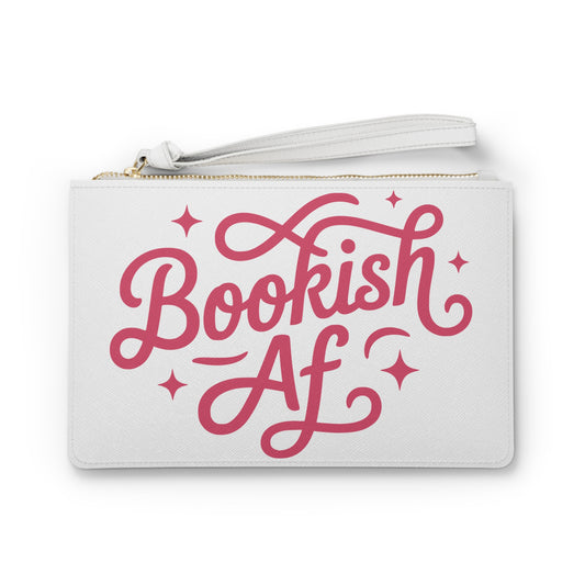 Bookish AF Clutch Bag — Pink Script Wristlet for Avid Readers