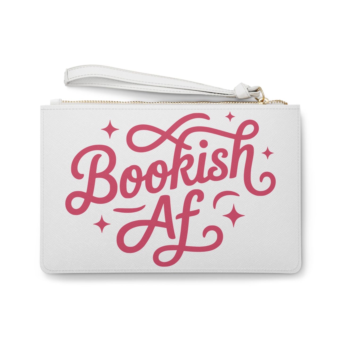 Bookish AF Clutch Bag — Pink Script Wristlet for Avid Readers