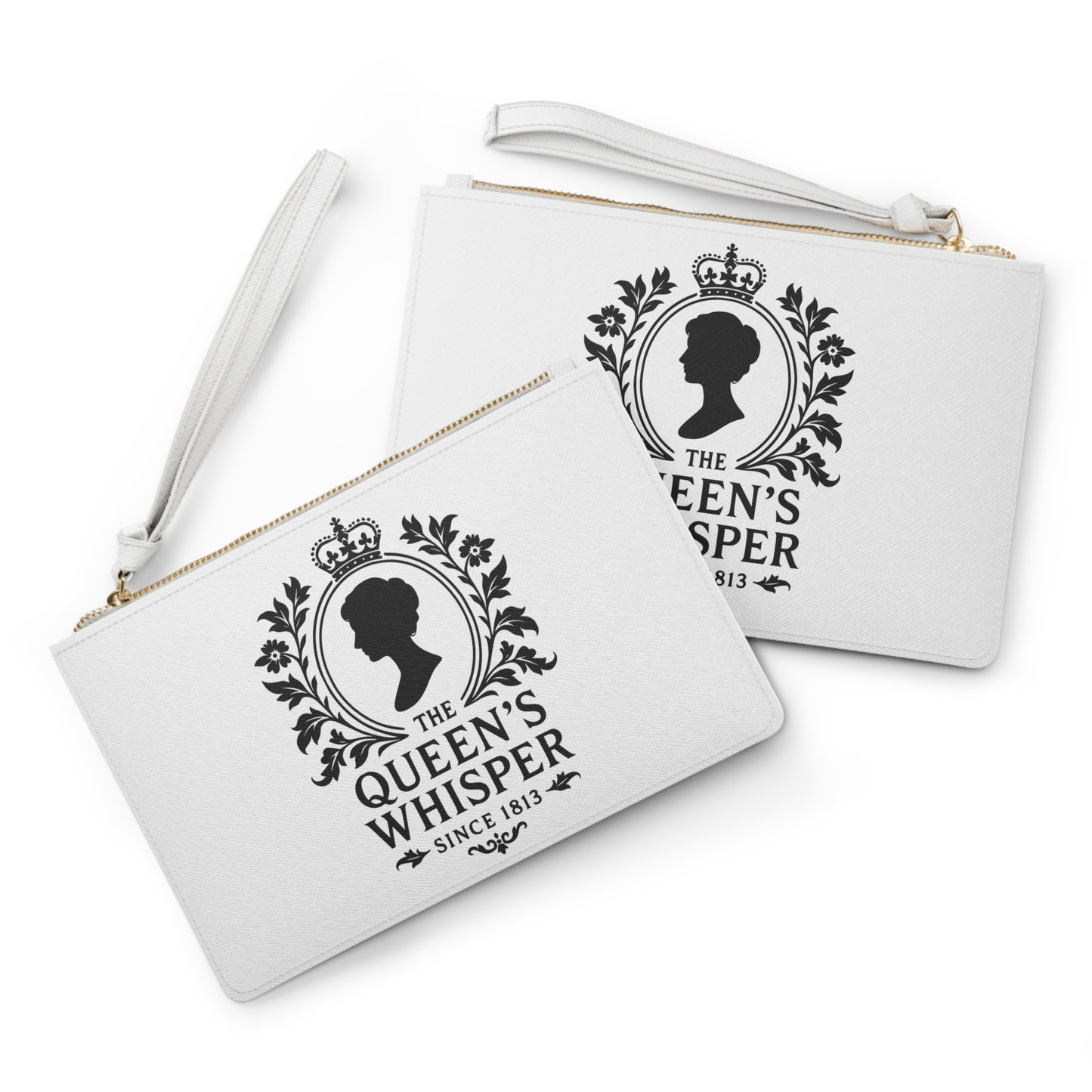 Royal Silhouette Clutch Bag  "The Queen's Whisper" Vintage Crest Wristlet