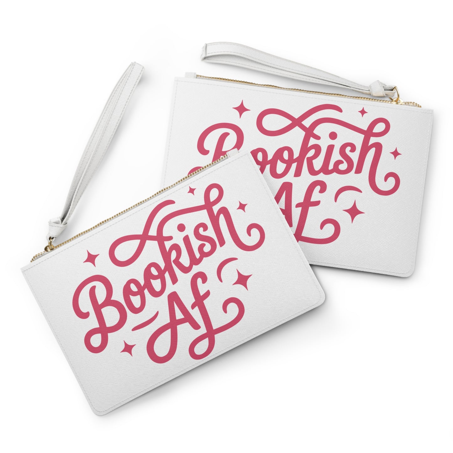 Bookish AF Clutch Bag — Pink Script Wristlet for Avid Readers