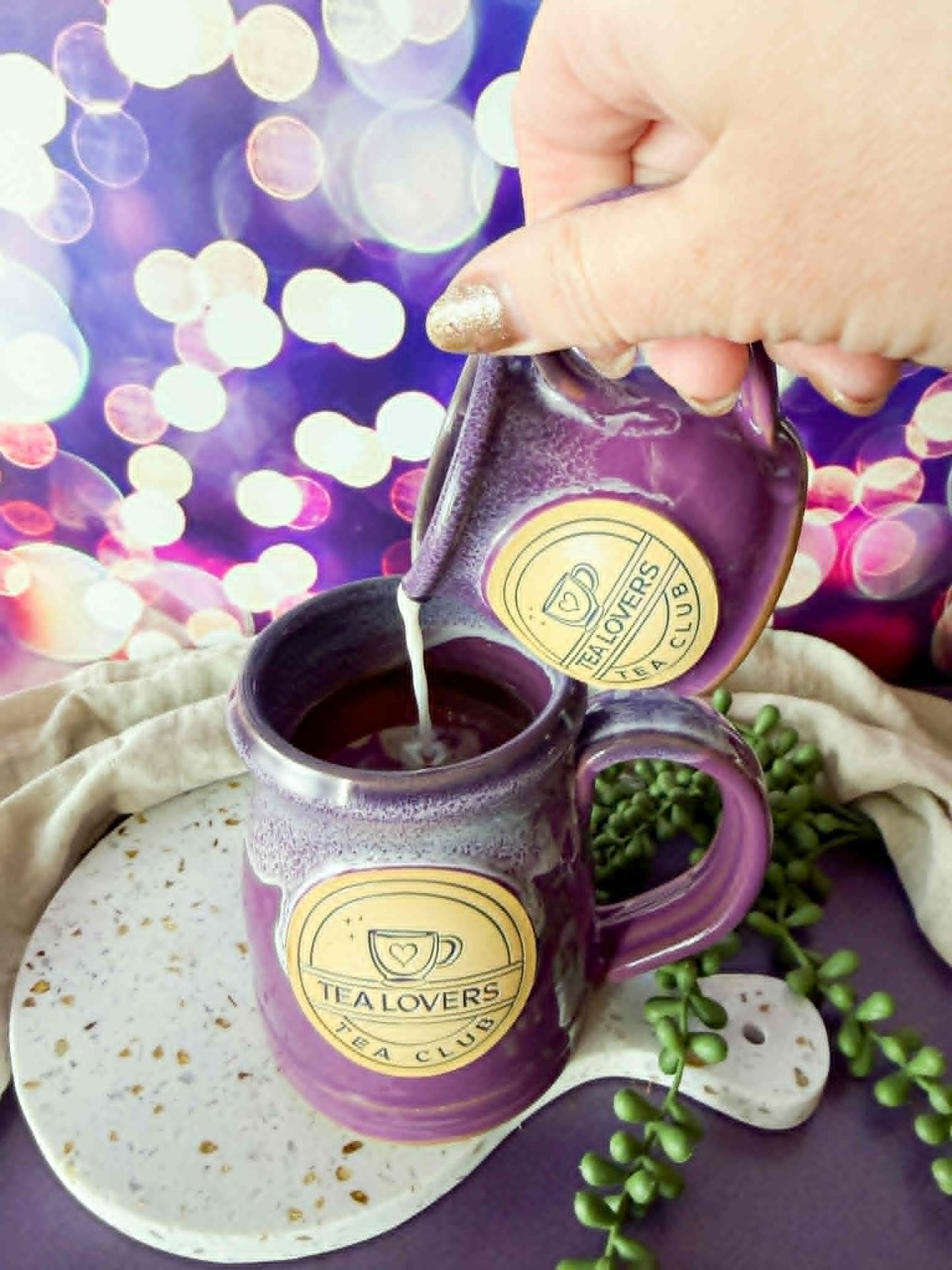 Tea Lovers Tea Club  Lilac, Plum & White Milk Tot