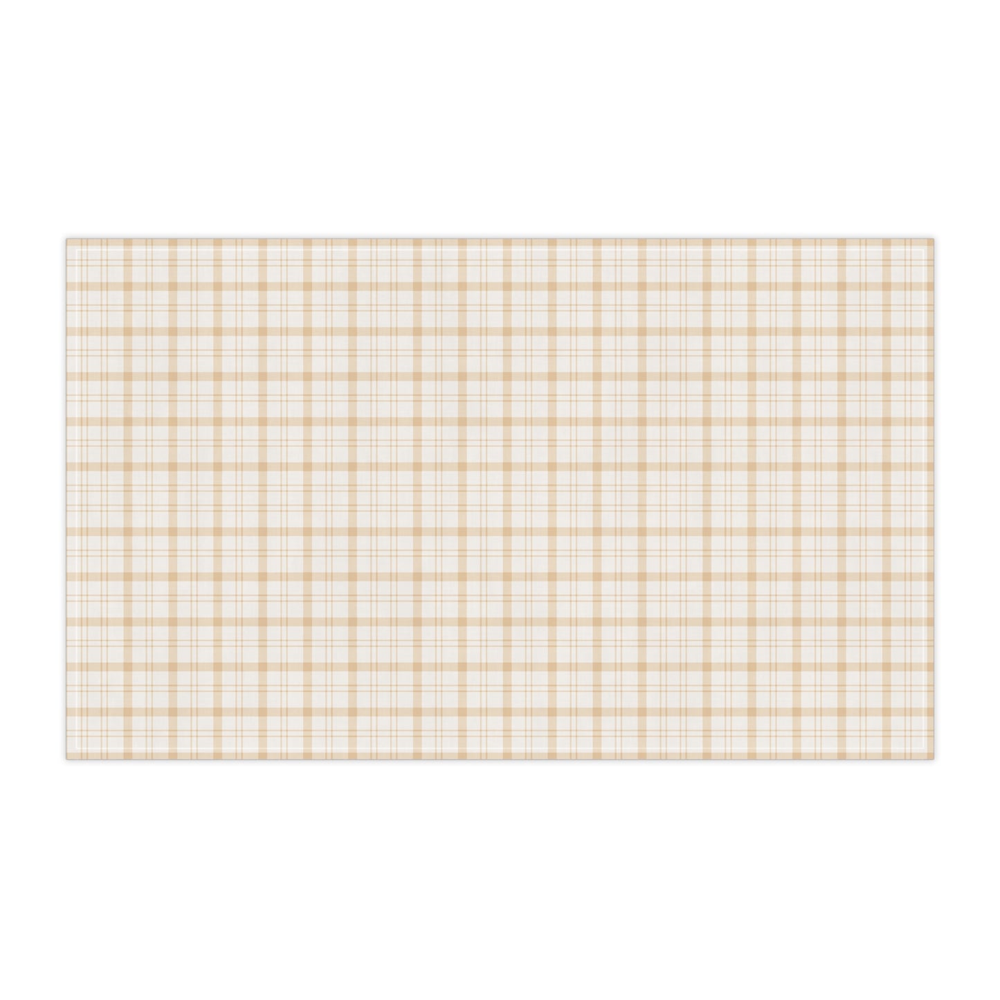 Neutral Plaid Tea Towel, Beige Check Kitchen Dish Towel, Rustic Farmhouse Cotton-Blend Tea Towel