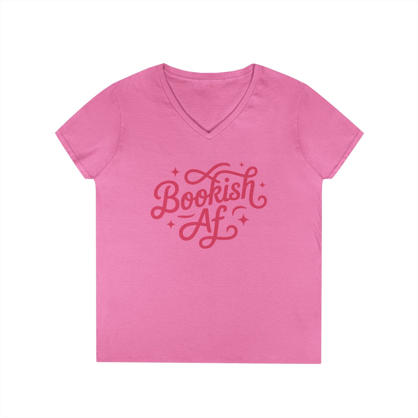 Bookish AF V-Neck Tee, Women’s Literary T-Shirt, Cute Script Typography for Book Lovers