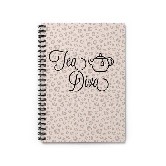 Chic Spiral Notebook with 'Tea Diva' Design - Perfect for Tea Lovers, Journals, Gifts, Stationery, and Home Office Decor