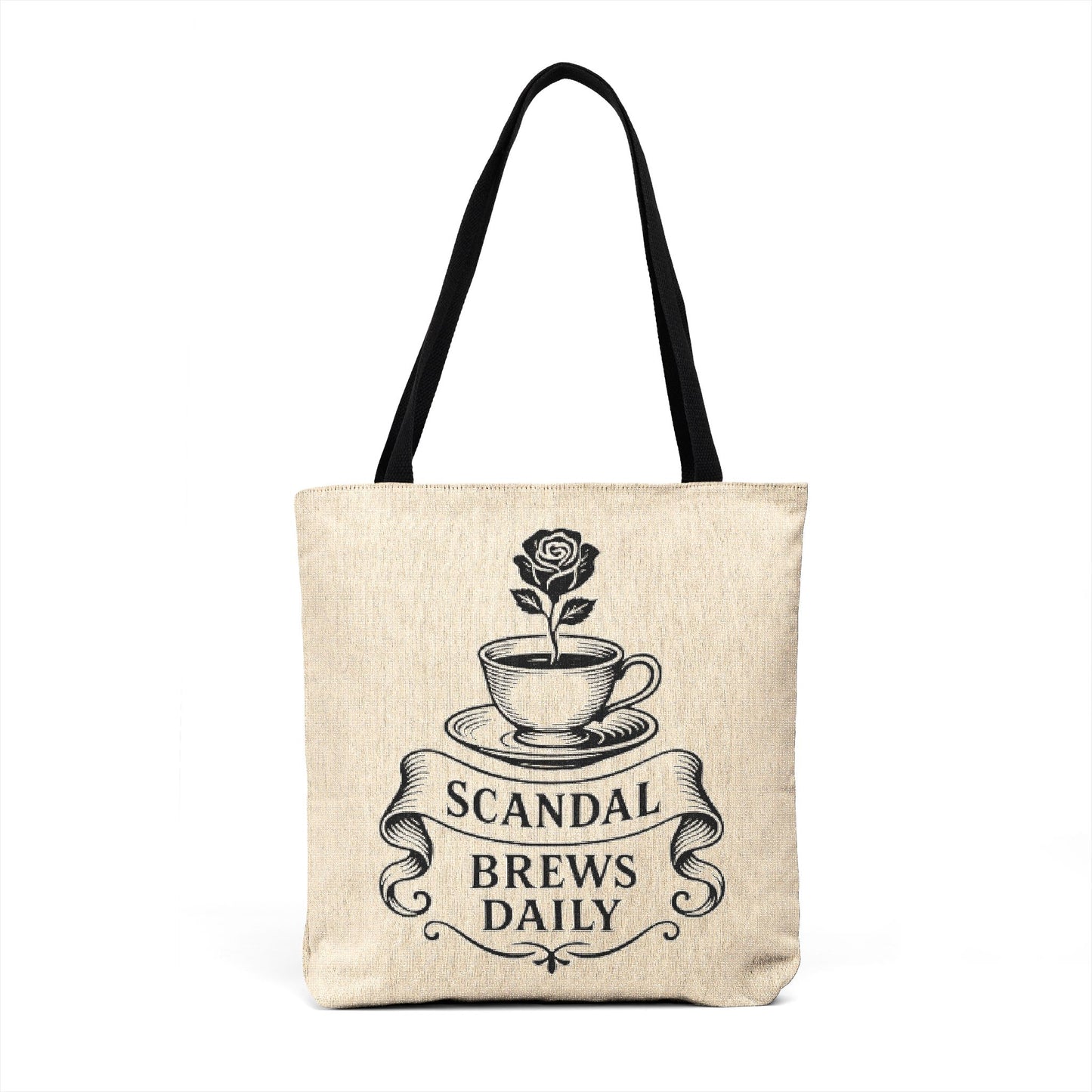 Woven Tote Vintage Coffee Crest "A Brew A Day" Canvas Tote