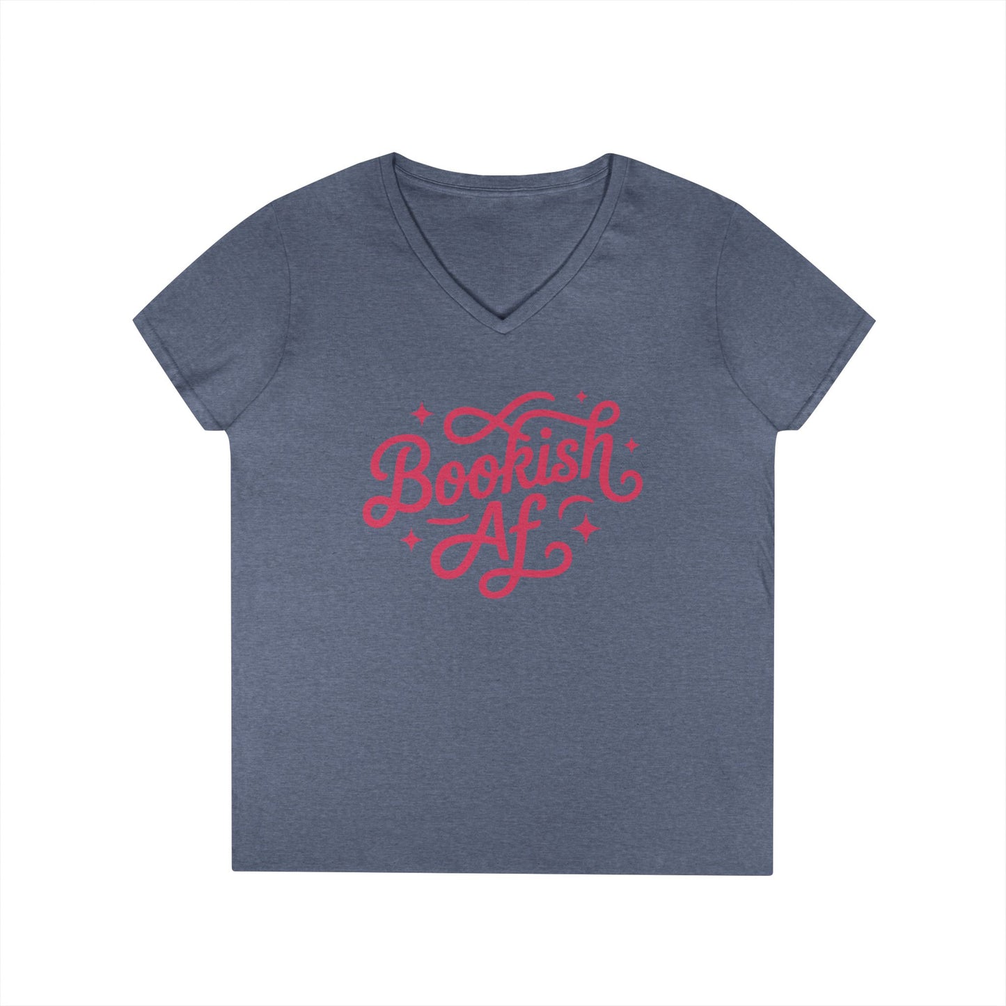 Bookish AF V-Neck Tee, Women’s Literary T-Shirt, Cute Script Typography for Book Lovers