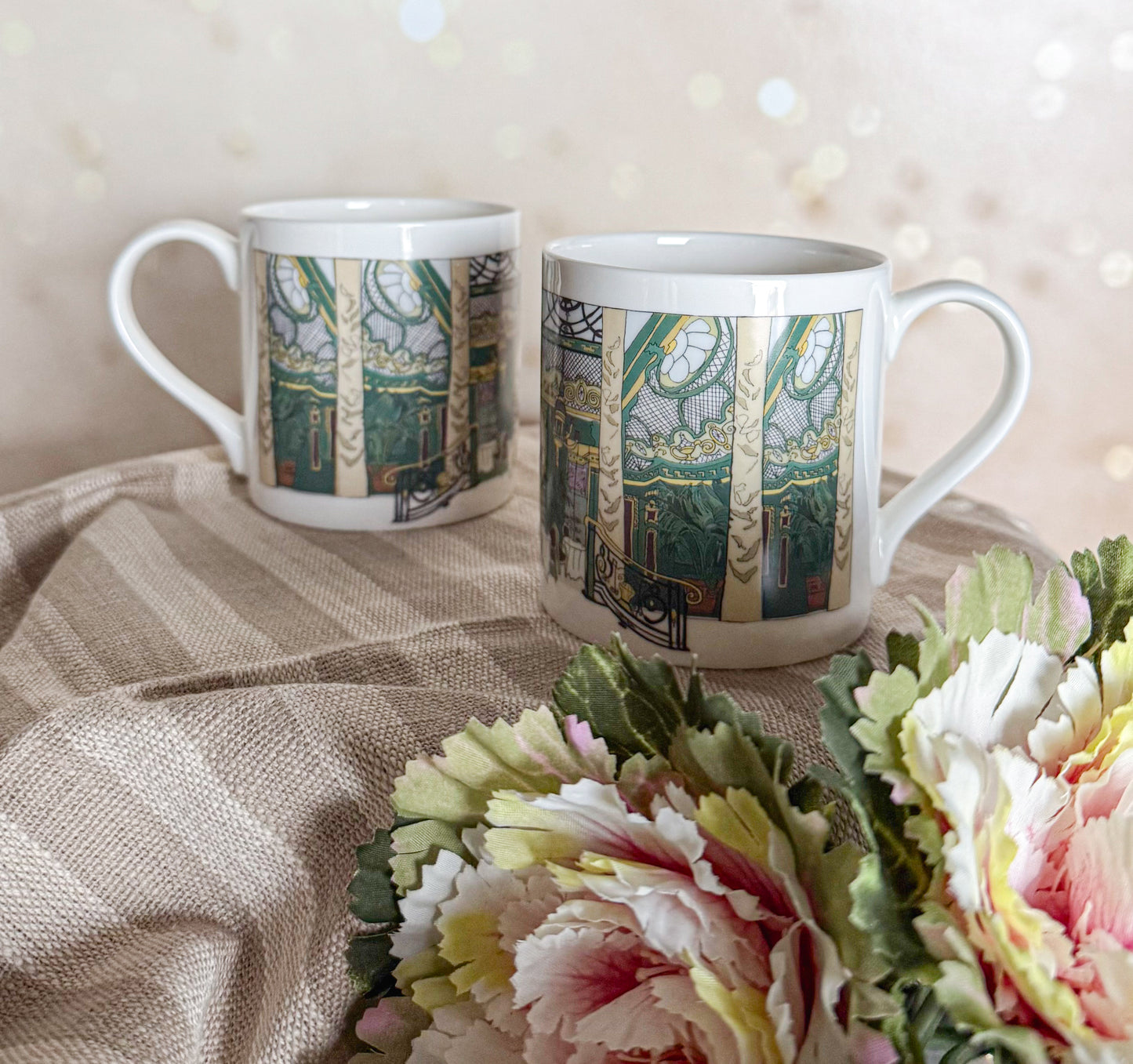 Green Art Deco Tea Lovers Tea Club Mugs