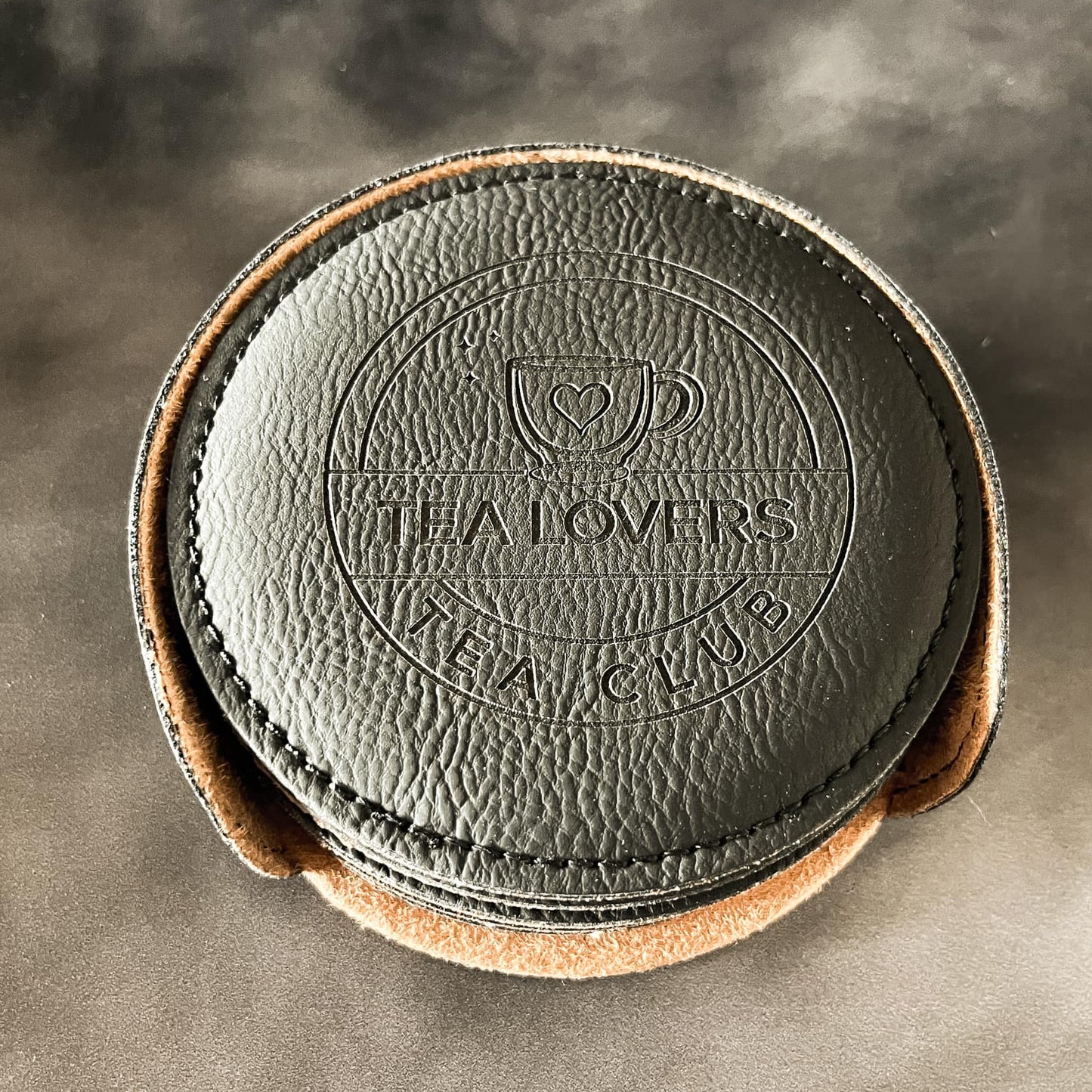 Black Round Tea Lovers Tea Club Coaster