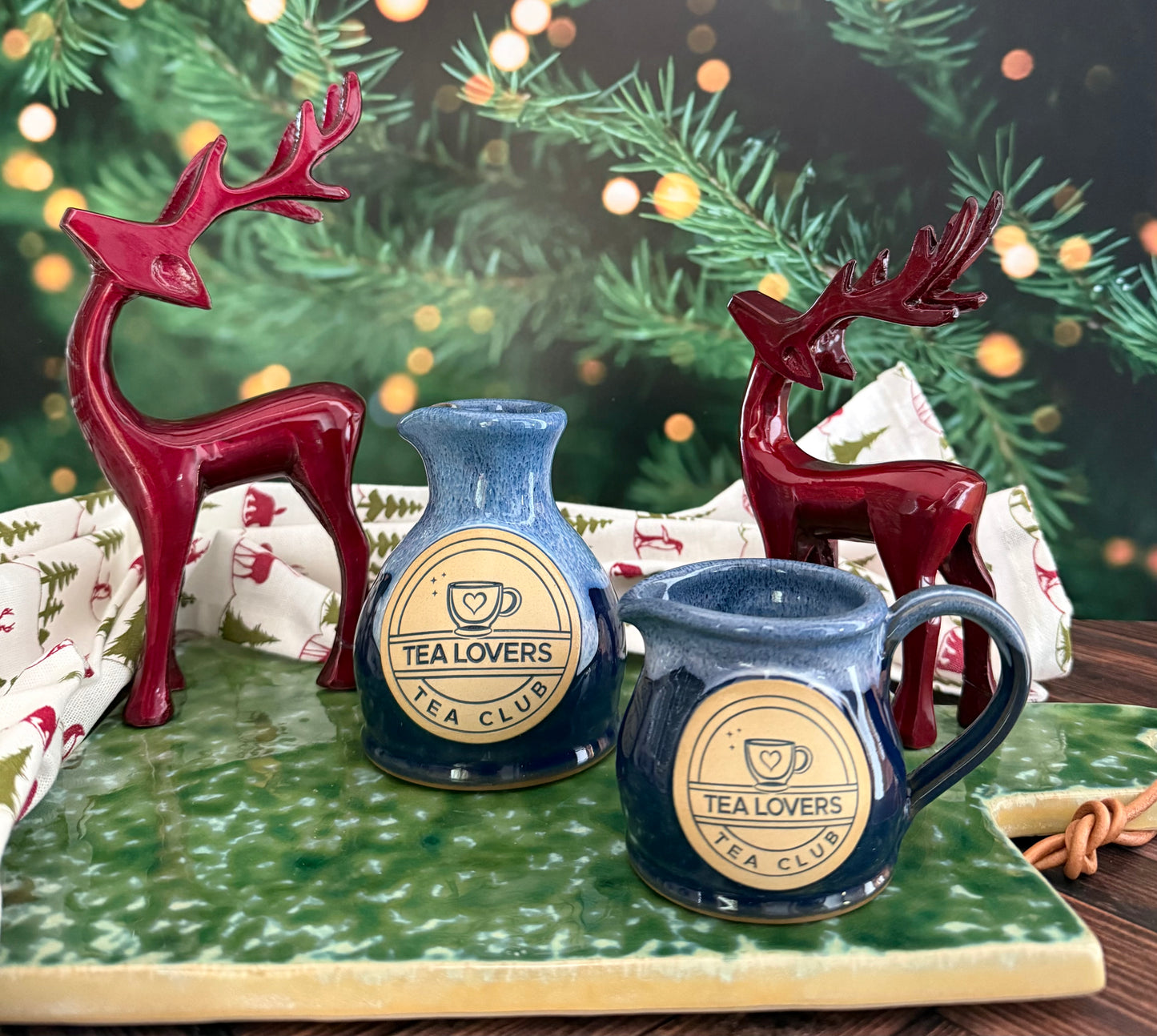 Tea Lovers Tea Club Navy Creamer with Powder Blue and white