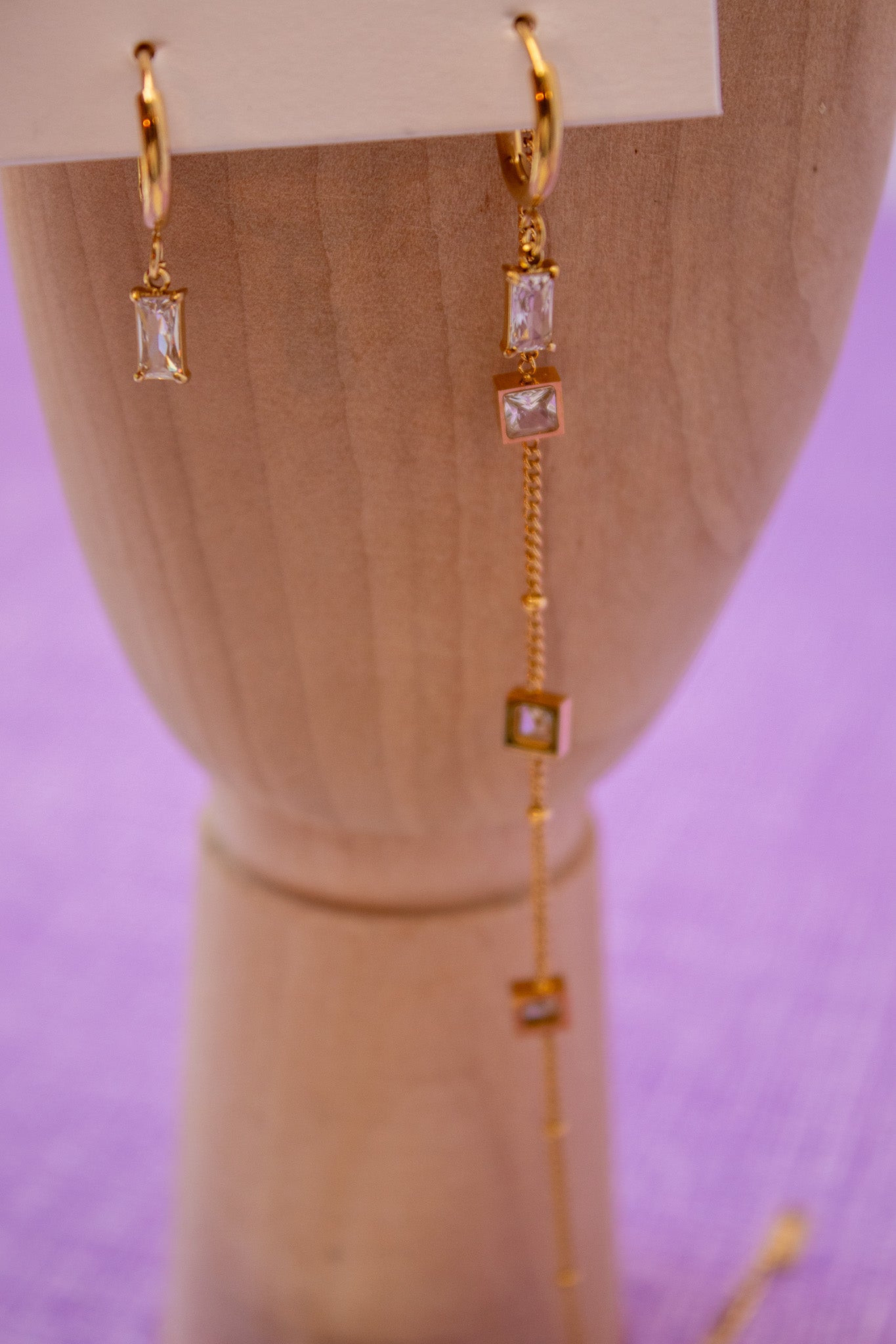 Dainty Crystal Cubic Zirconia Gold Bracelet & Earrings