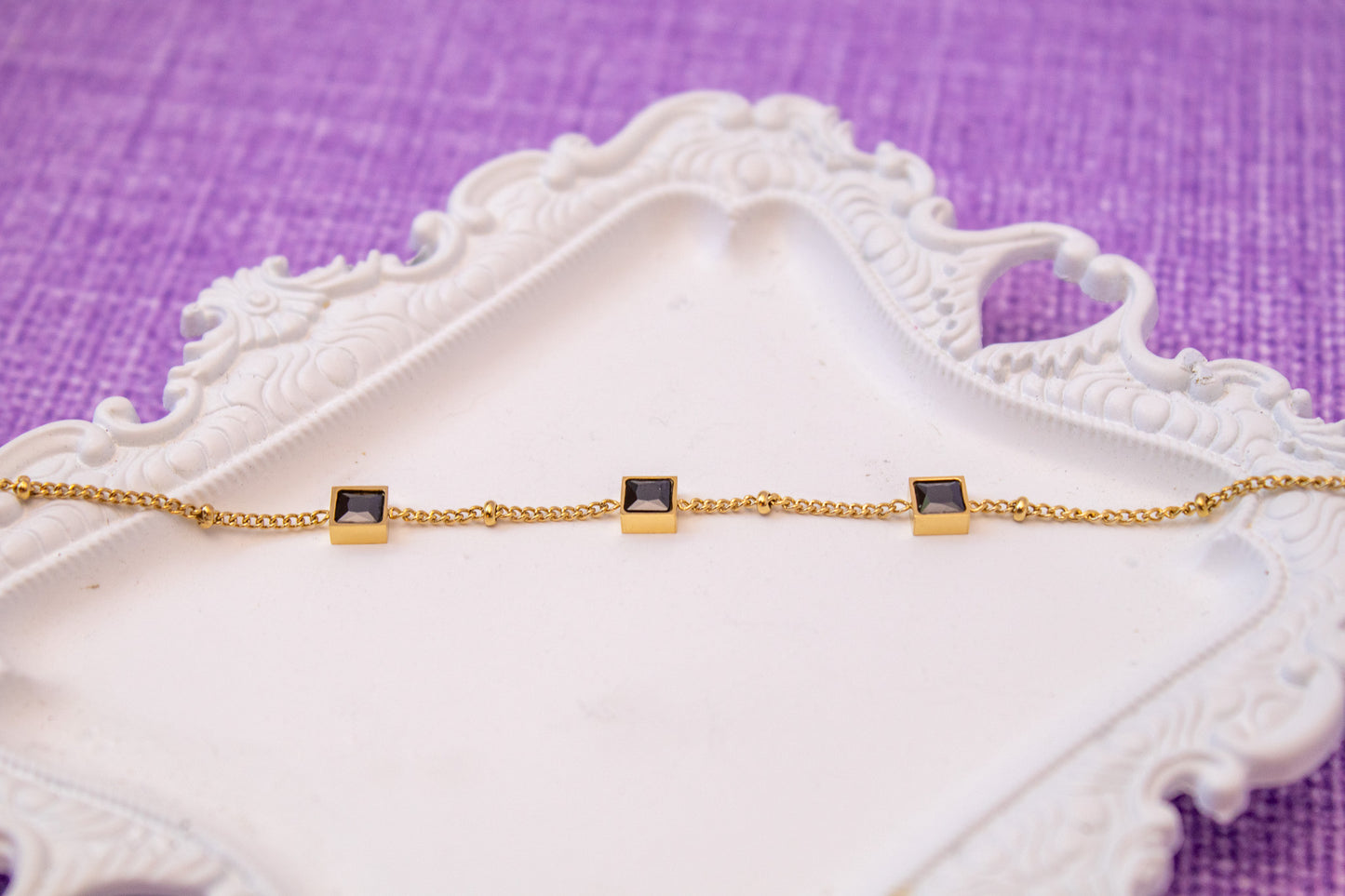 Dainty Black Gold Bracelet