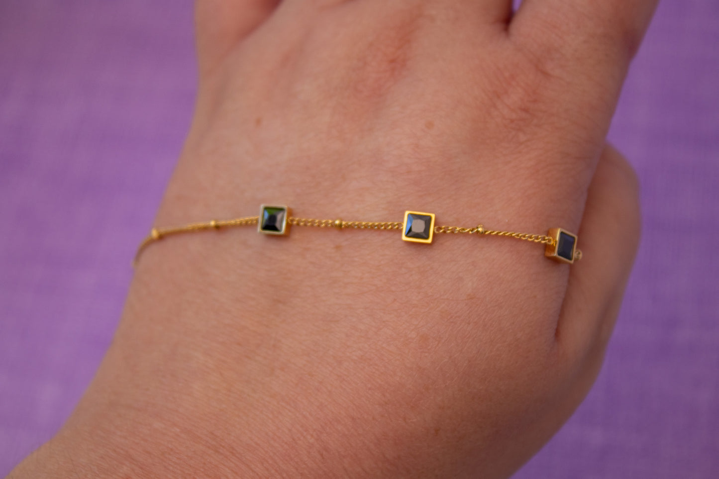 Dainty Black Gold Bracelet