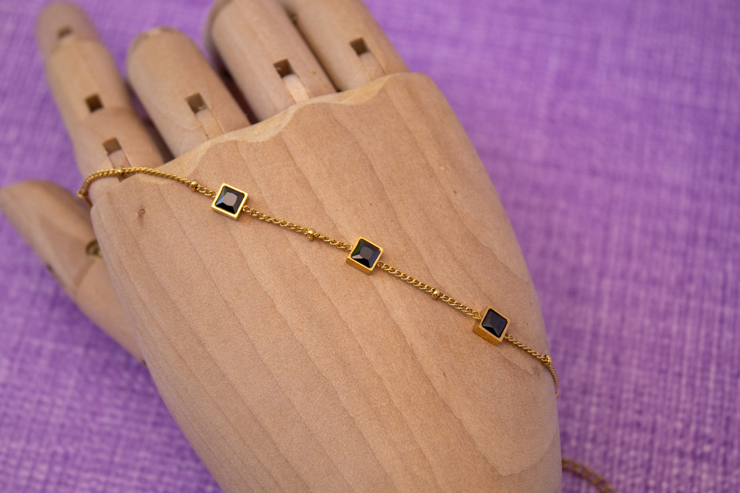 Dainty Black Gold Bracelet