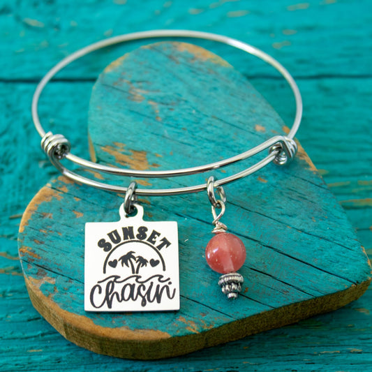 Sunset Chasin' • Surfer Girl Jewelry  Surf Bracelet for Her  Ocean Lover Gift  Tropical Beach Vibes • Summer Bangle • Coastal Charm Bracelet