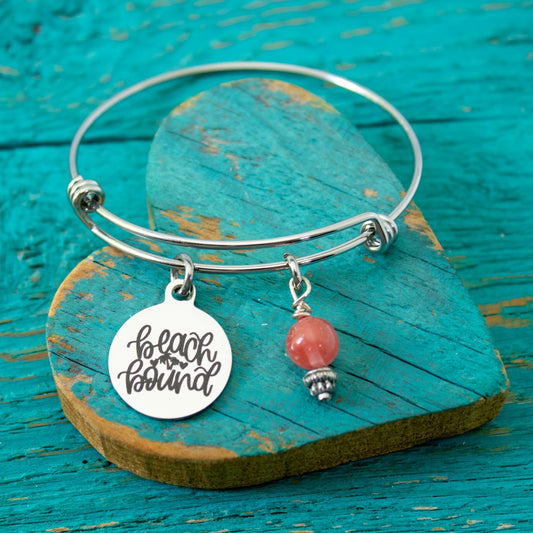 Beach Bound Bracelet • Beach Lover Gift • Ocean Charm Bangle • Coastal Vacation Jewelry • Summer Travel Keepsake • Beach Girl Jewelry