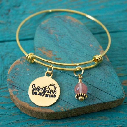 Sunshine on My Mind • Sun Lover • Summer Beach Vibes Bangle • Coastal Charm Bracelet • Ocean Inspired Gift for Her • Sun Chaser Jewelry