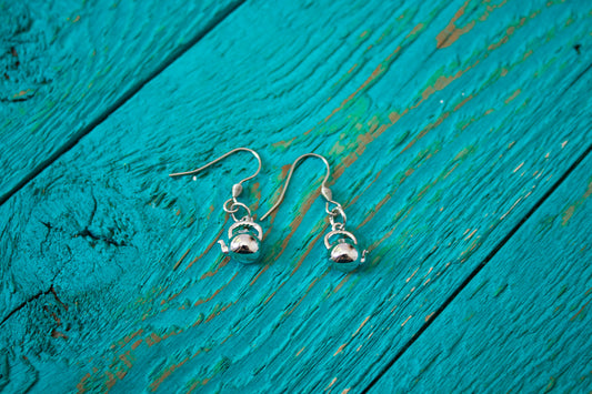 Platinum Teapot Brass Earrings
