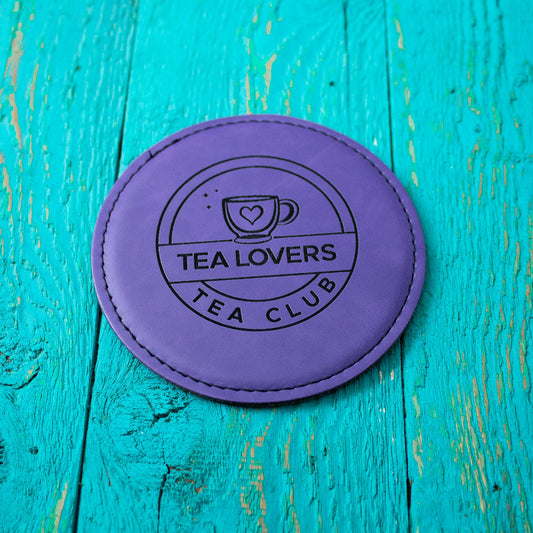 Purple Round Tea Lovers Tea Club Coaster