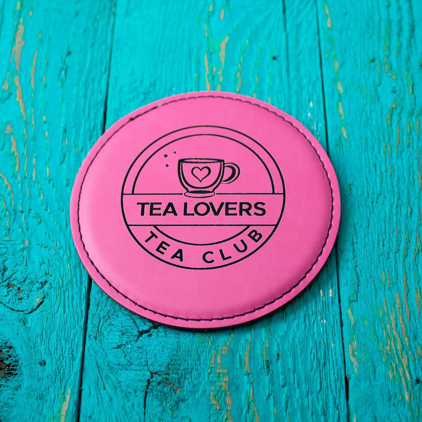 Pink Round Tea Lovers Tea Club Coaster