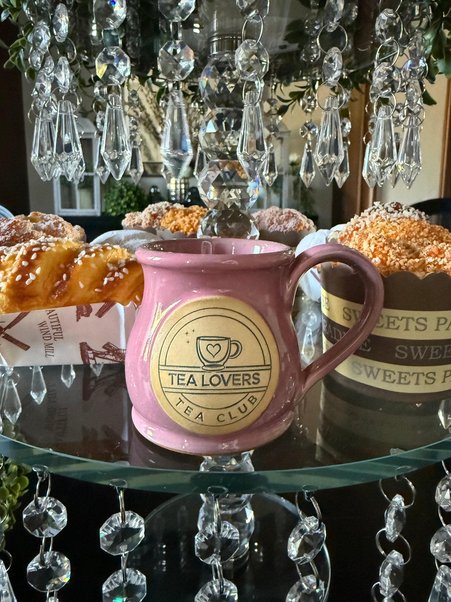 Tea Lovers Tea Club Mini Round Belly Mug Ornament Pink