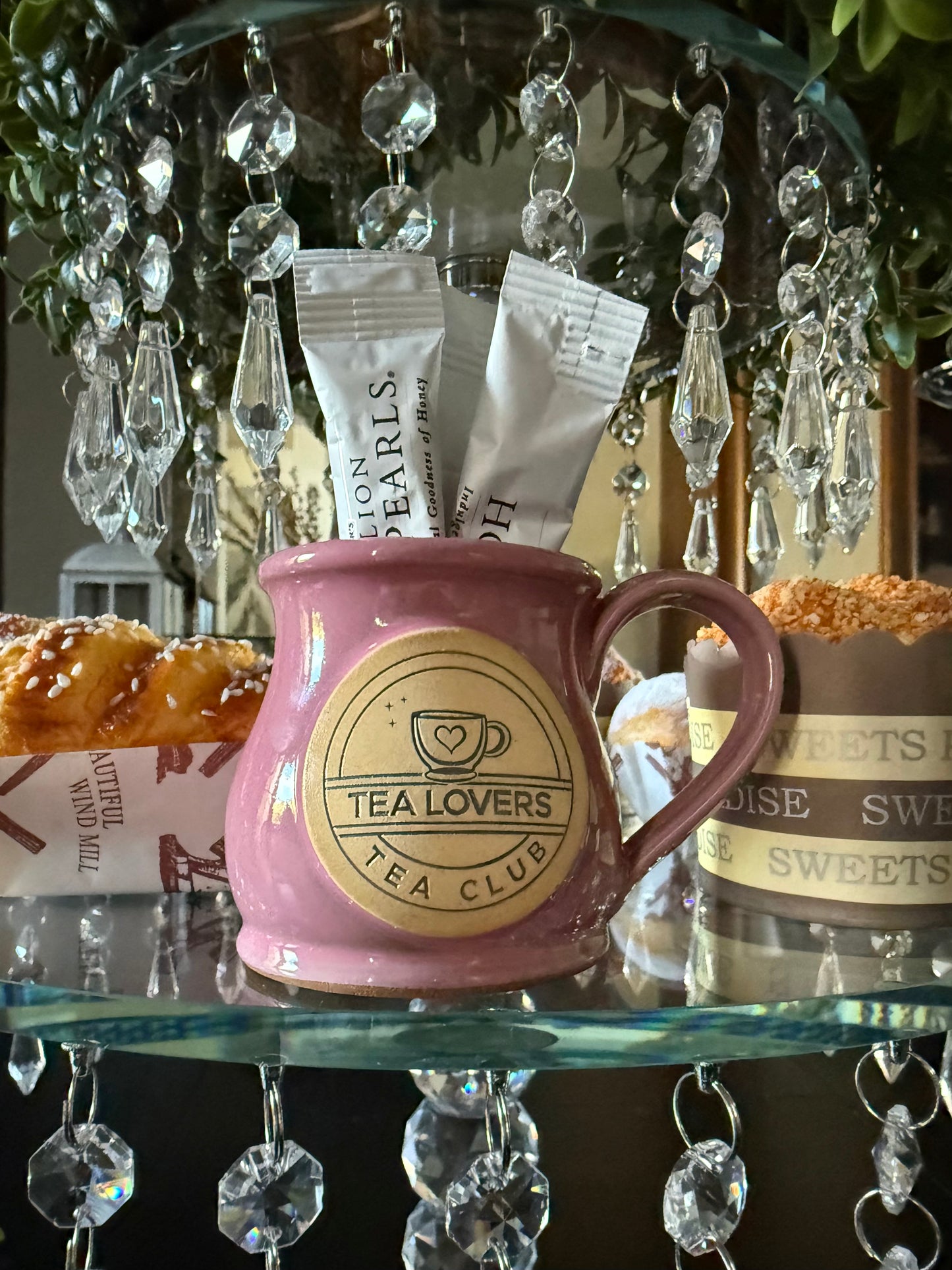 Tea Lovers Tea Club Mini Round Belly Mug Ornament Pink