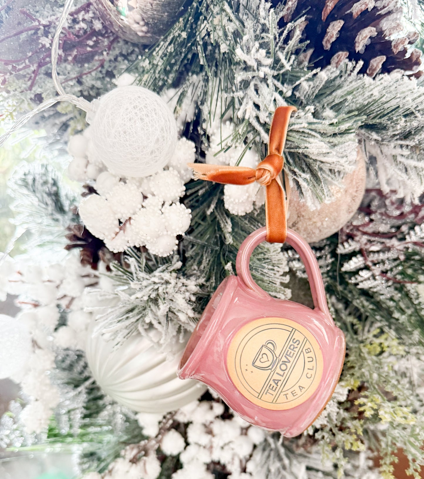 Tea Lovers Tea Club Mini Round Belly Mug Ornament Pink