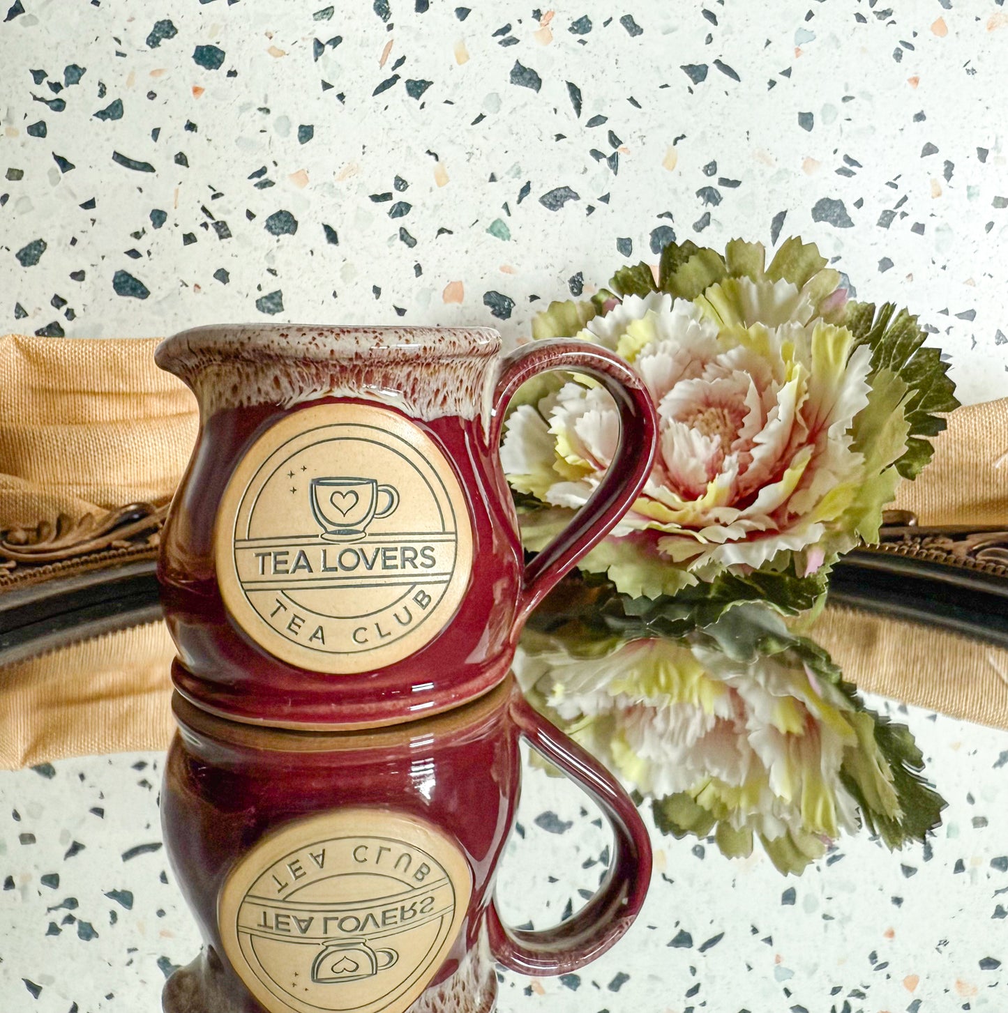 Tea Lovers Tea Club Burgundy with Dijon and White Milk Tot