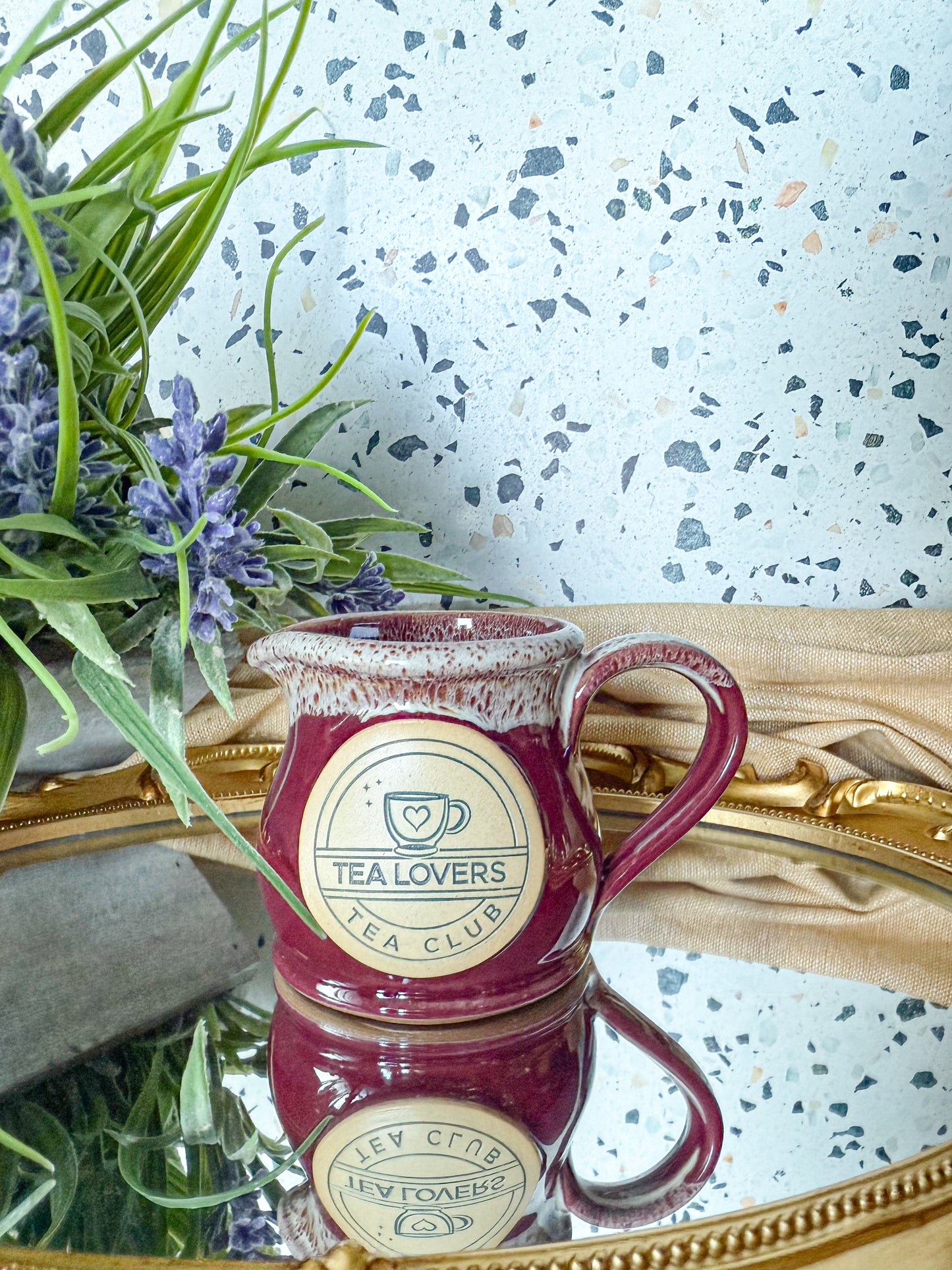 Tea Lovers Tea Club Burgundy with Dijon and White Milk Tot