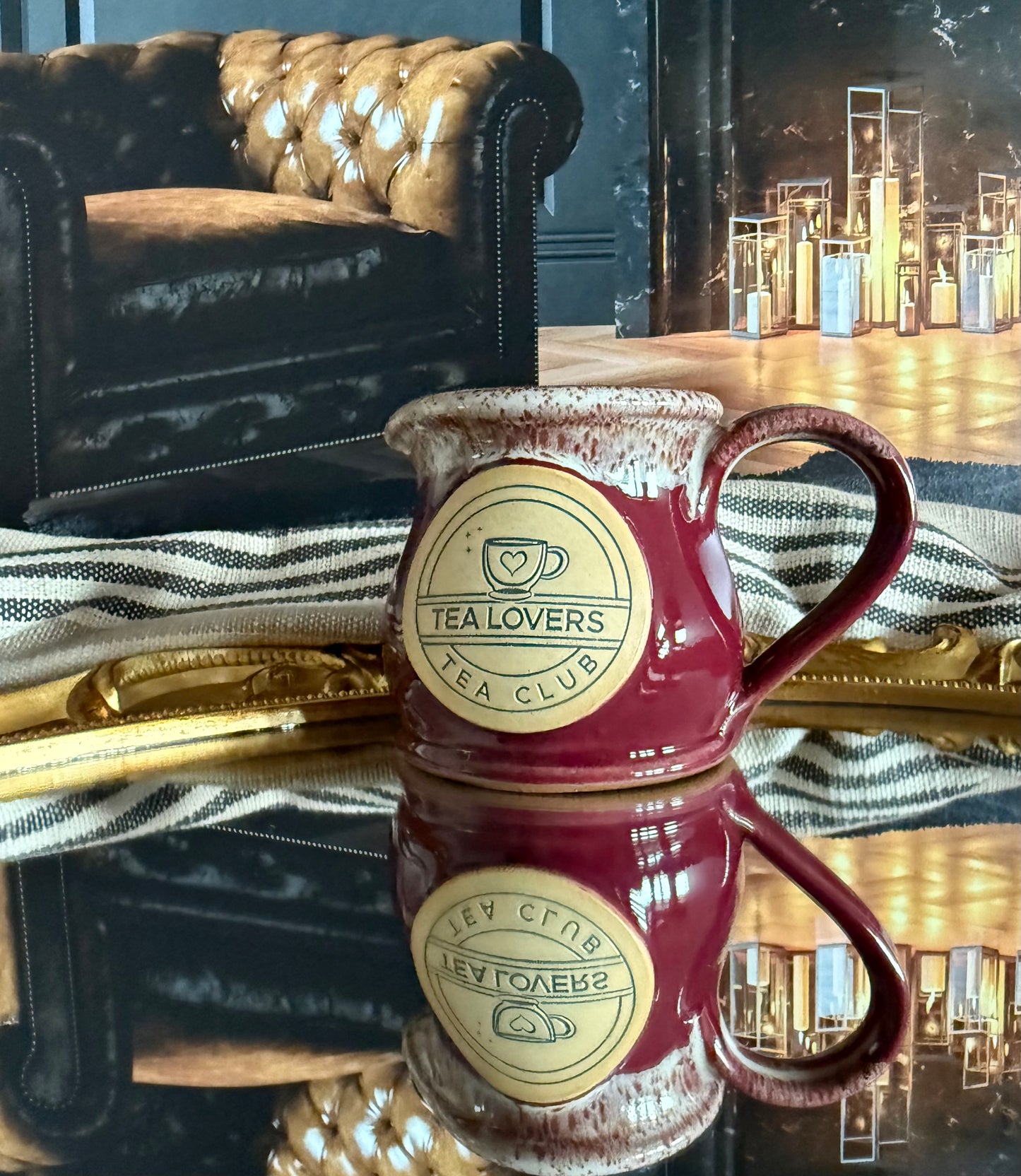 Tea Lovers Tea Club Burgundy with Dijon and White Milk Tot