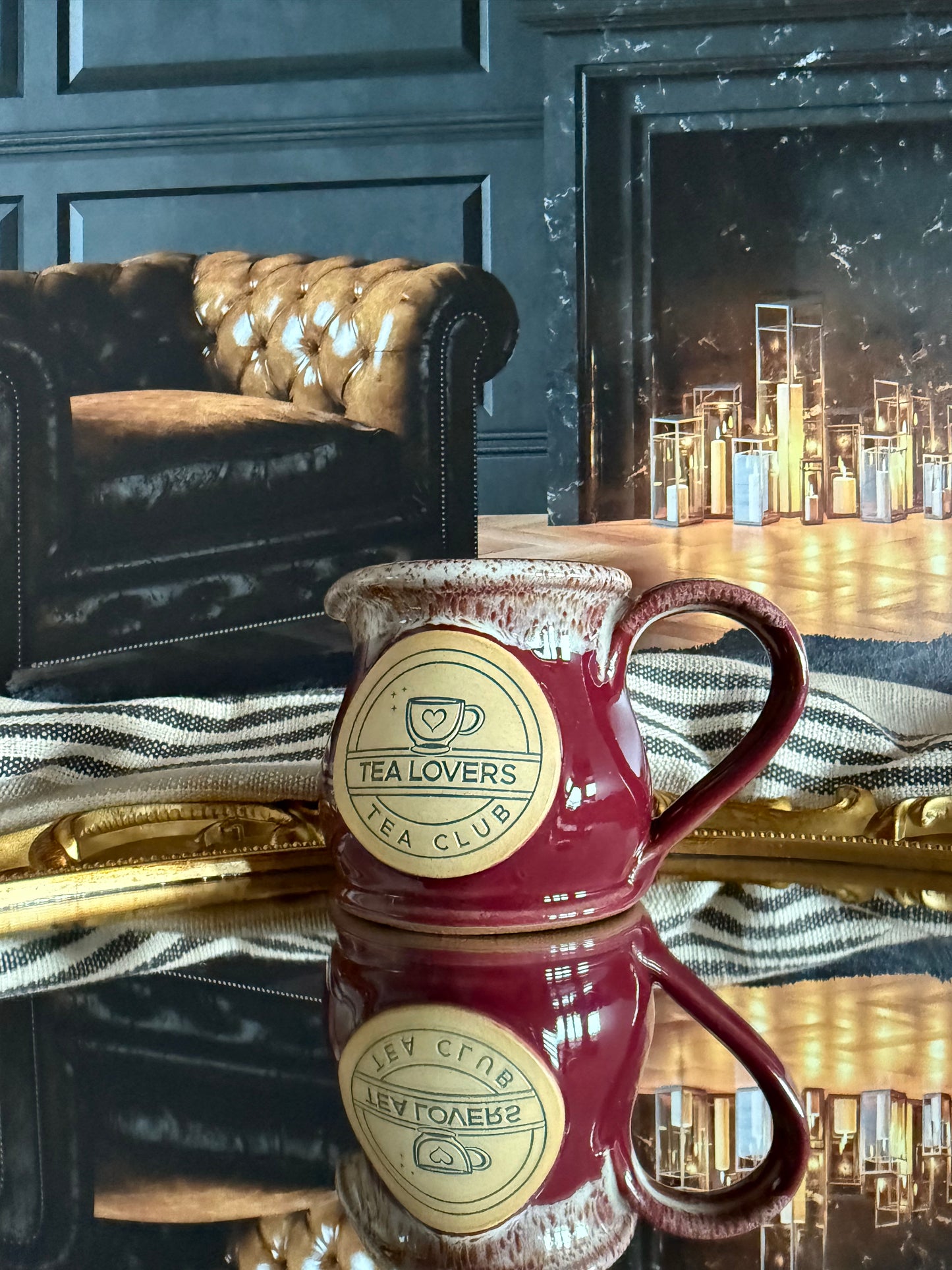 Tea Lovers Tea Club Burgundy with Dijon and White Milk Tot