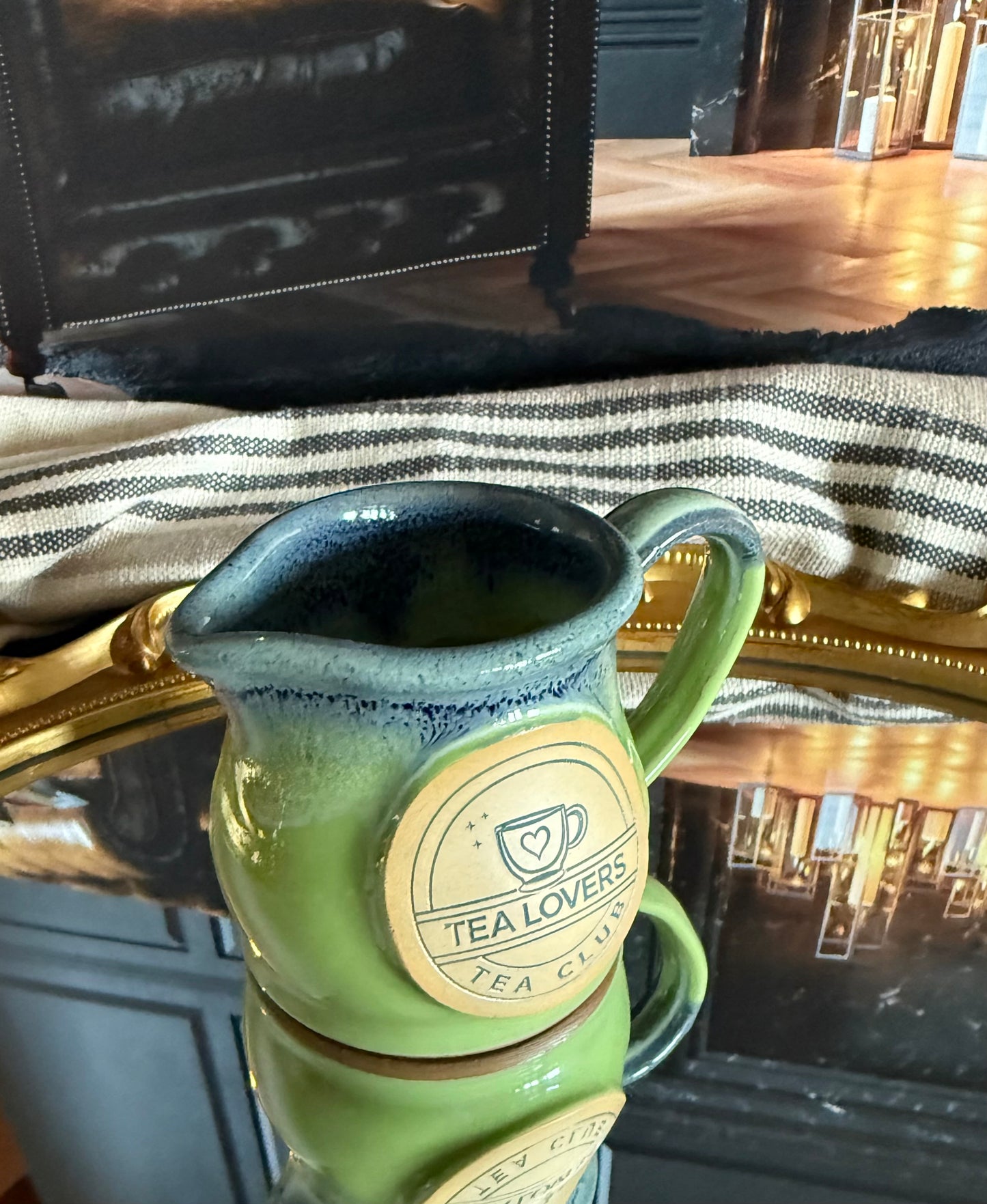 Tea Lovers Tea Club Kiwi with Blue and White Milk Tot