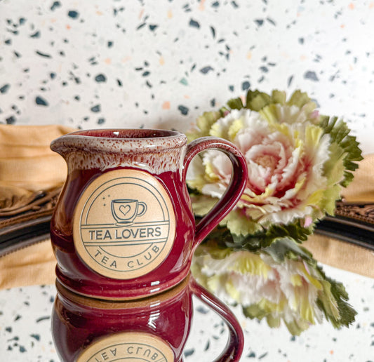 Tea Lovers Tea Club Burgundy with Dijon and White Milk Tot