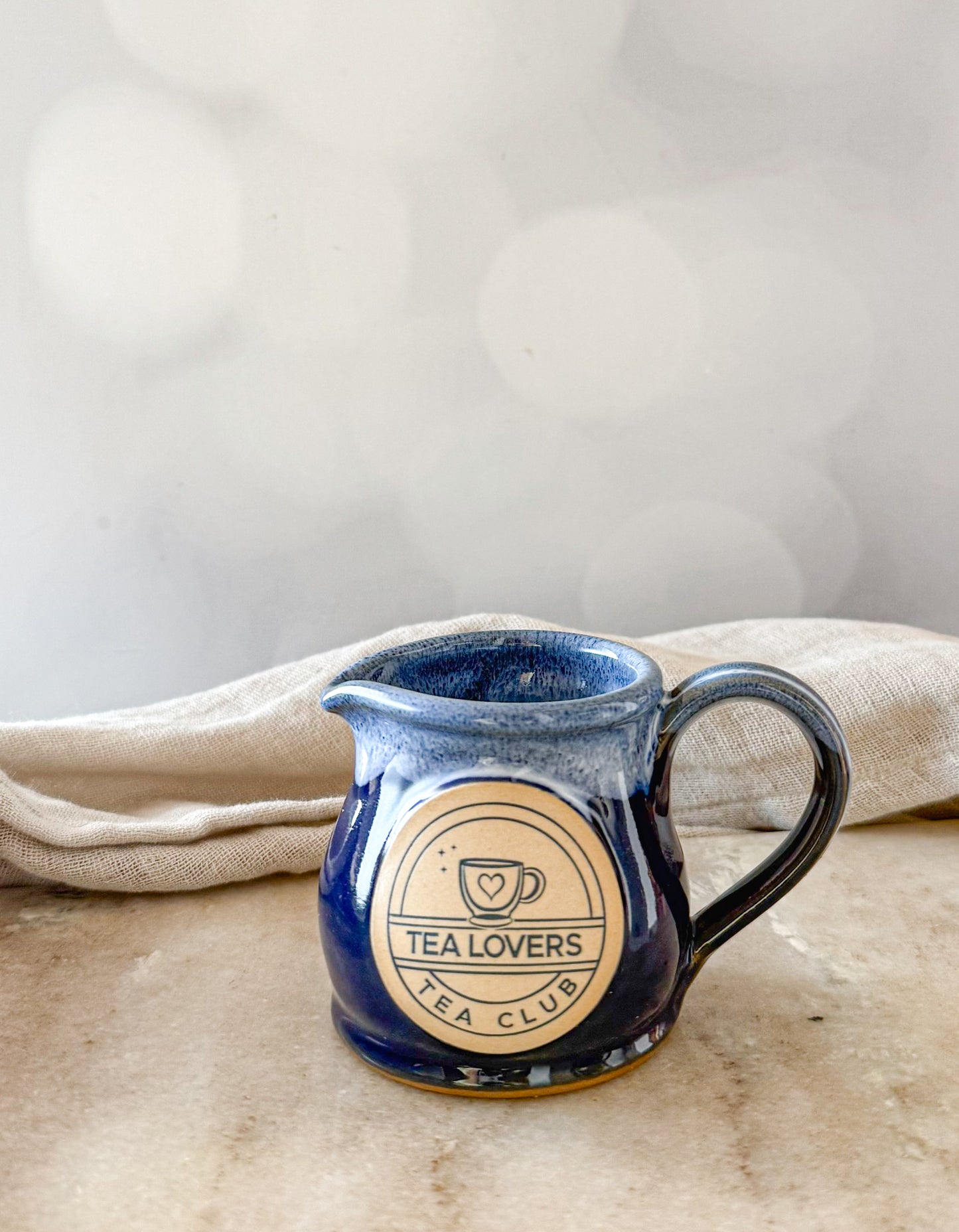 Tea Lovers Tea Club Milk Tot Navy With Powder Blue and White